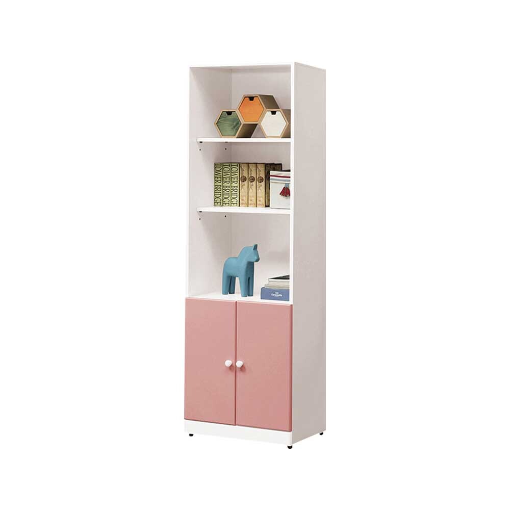 尼可2尺開放式二門書櫃/三格二門收納置物櫃/展示櫃(兩色可選)