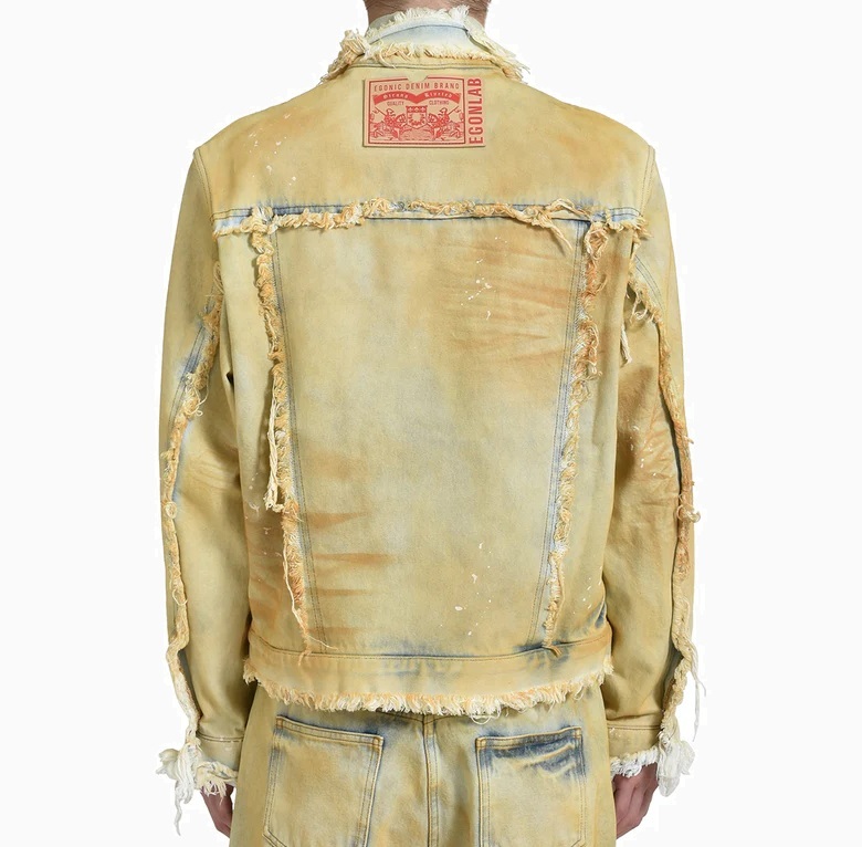 EGONLAB 2025 RAW EDGES DENIM JACKET / YELLOW DIRTY - PRE ORDER ITEM (預訂中)