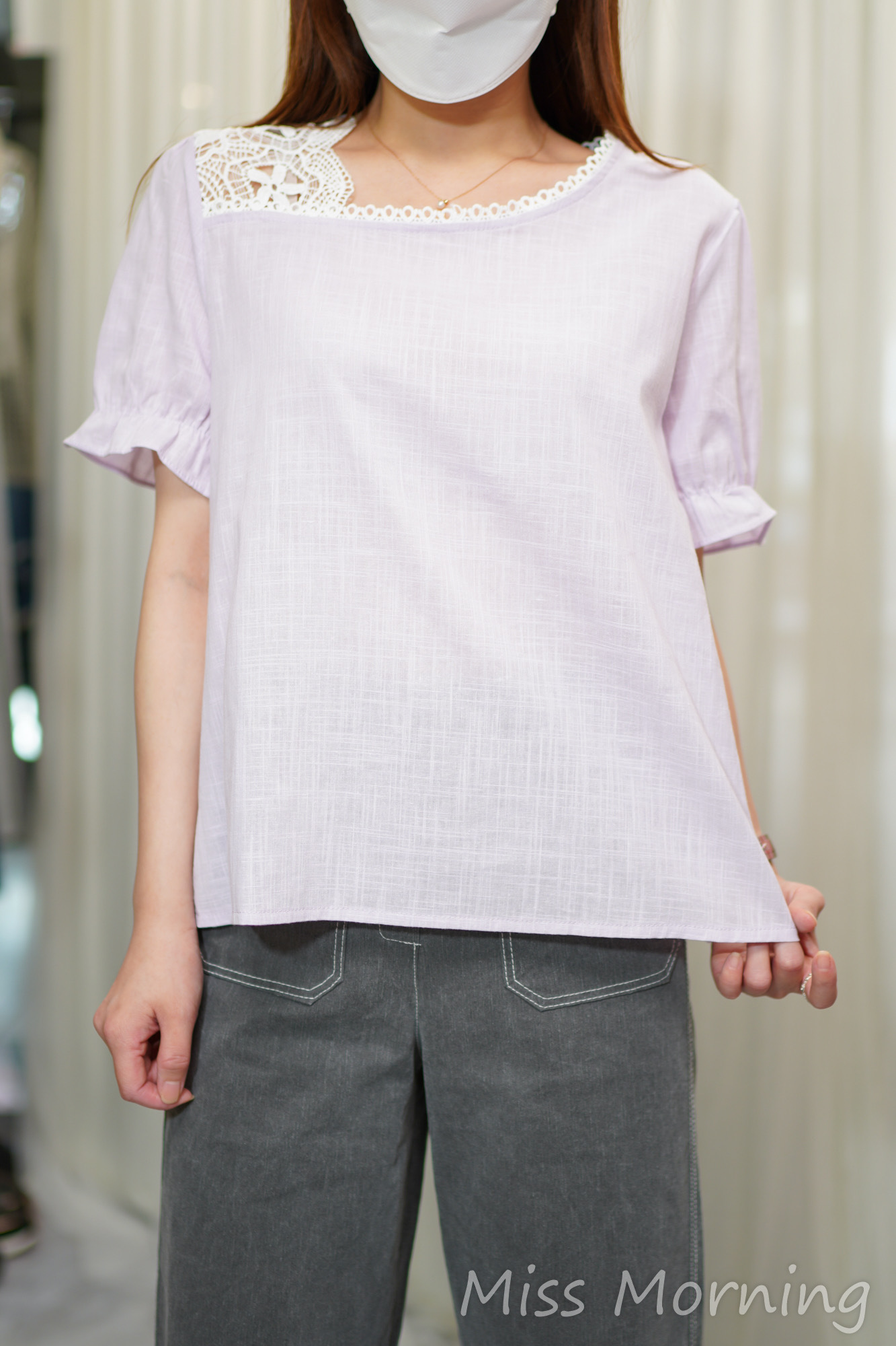 右通花肩款上衣(14670)