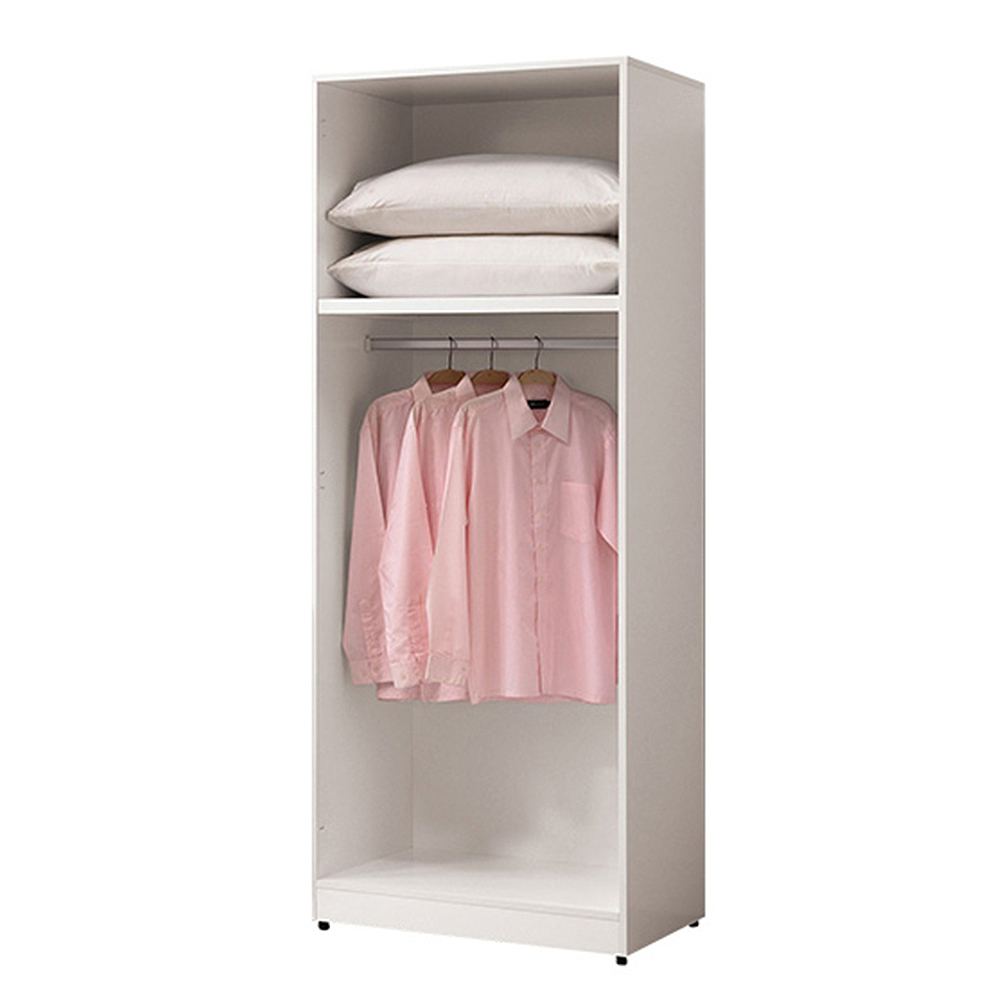 羅克莎2.5尺白色二門衣櫃(單吊桿)