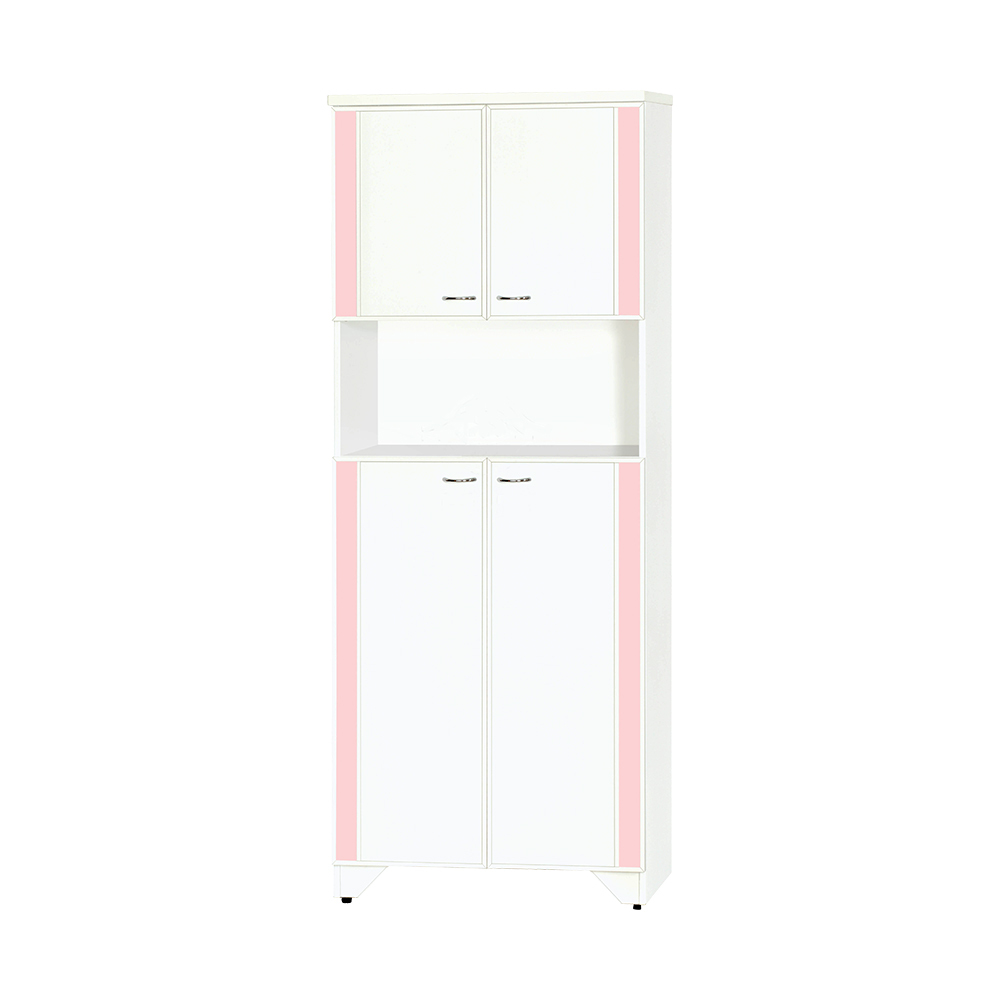 南亞塑鋼-2.4尺直飾造型二開門中開放防水塑鋼高鞋櫃