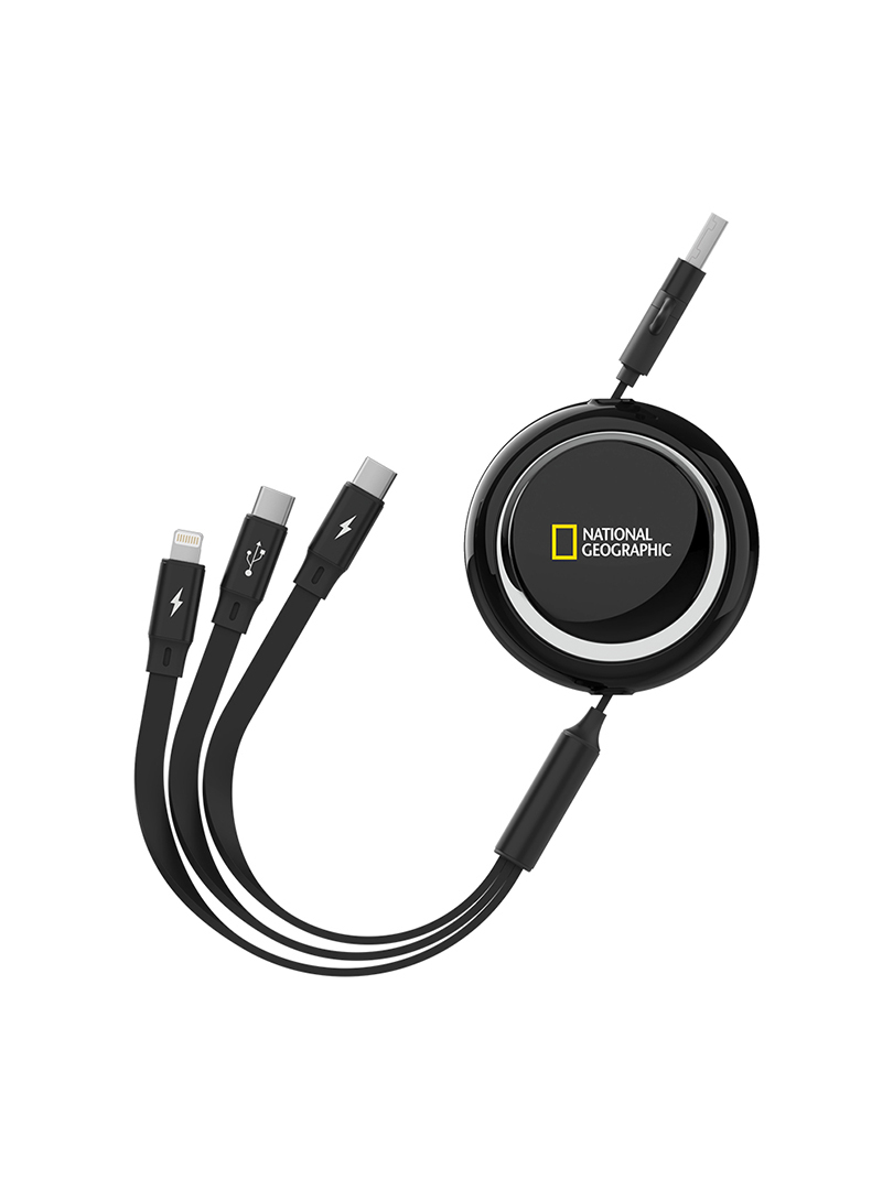 國家地理 | 伸縮三合一傳輸充電線 1.2M【National Geographic 台灣總代理】