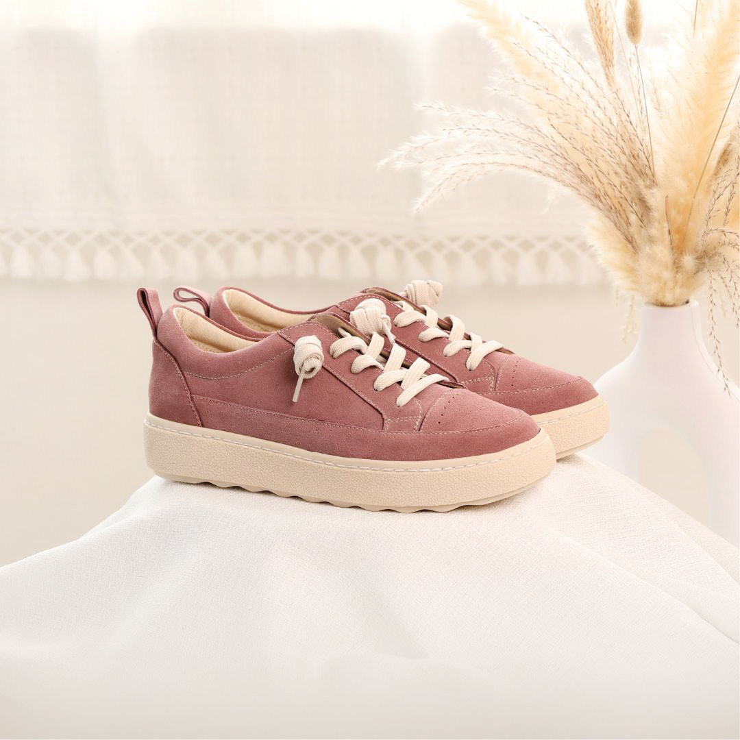 3M防潑水・萌萌休閒鞋-芋頭粉(真皮女鞋/微厚底/舒適包鞋)