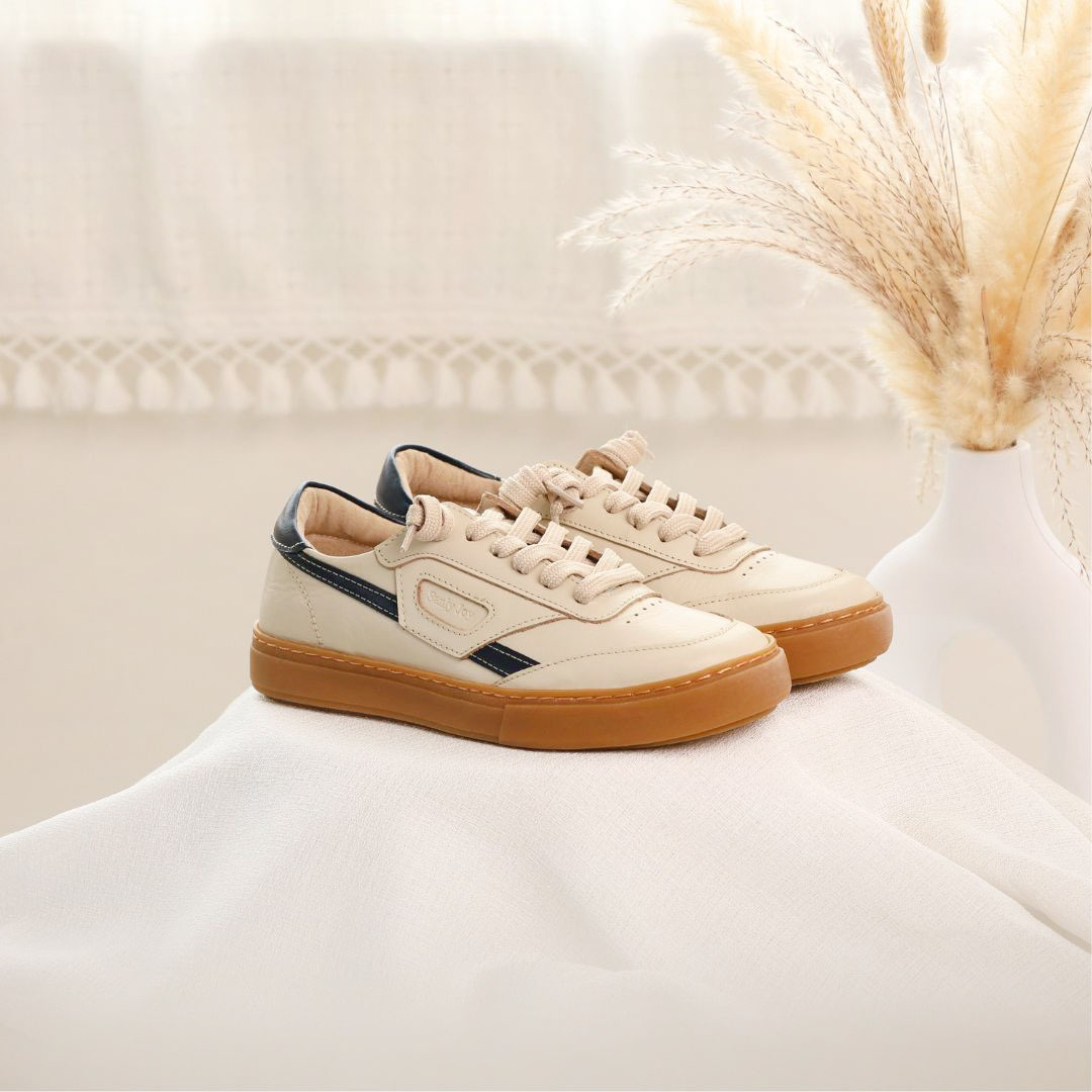 南希‧拼色板鞋-米藍