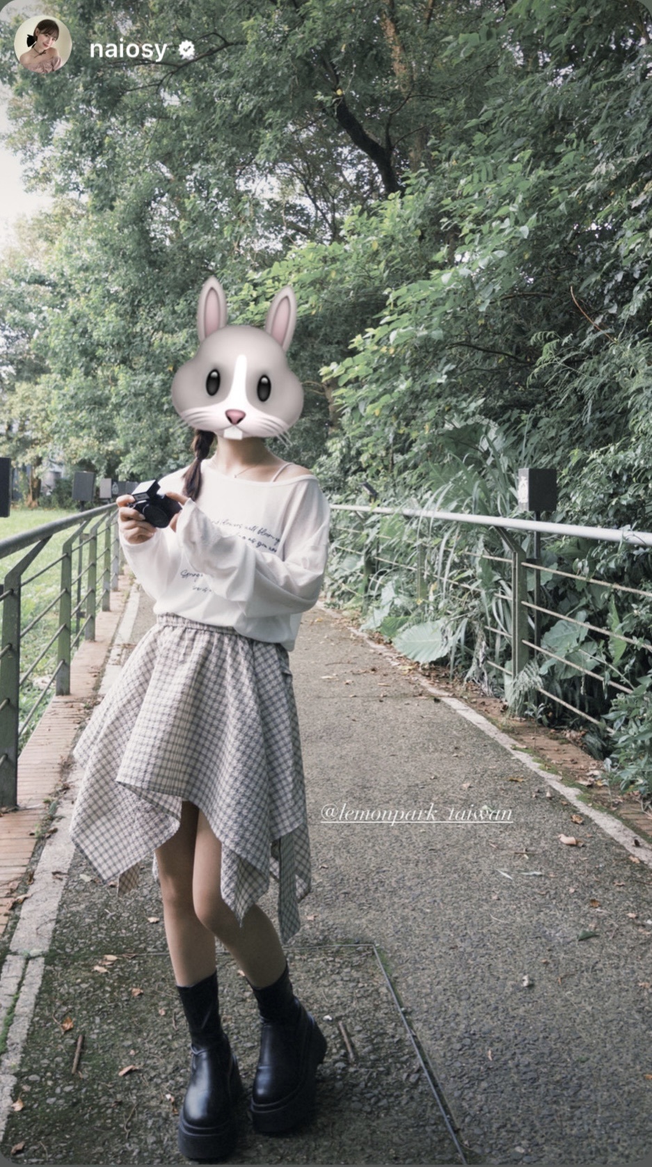 韓國grace muse授權 時尚不規則假兩件格紋襯衫短裙