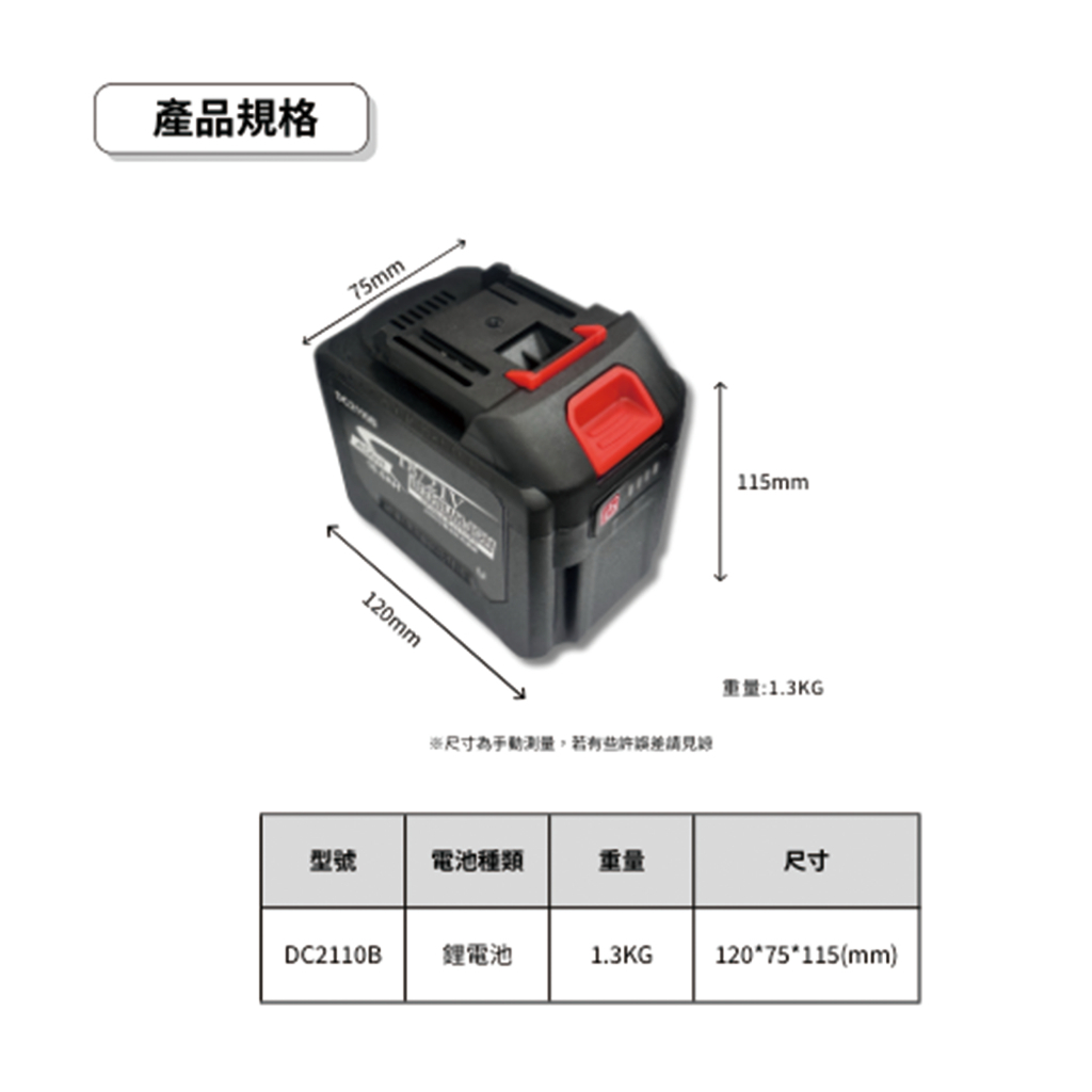 附發票｜DC2110B 鋰電池｜通過BSMI認證三洋電池10.0AH電顯18V/21V 非牧田makita