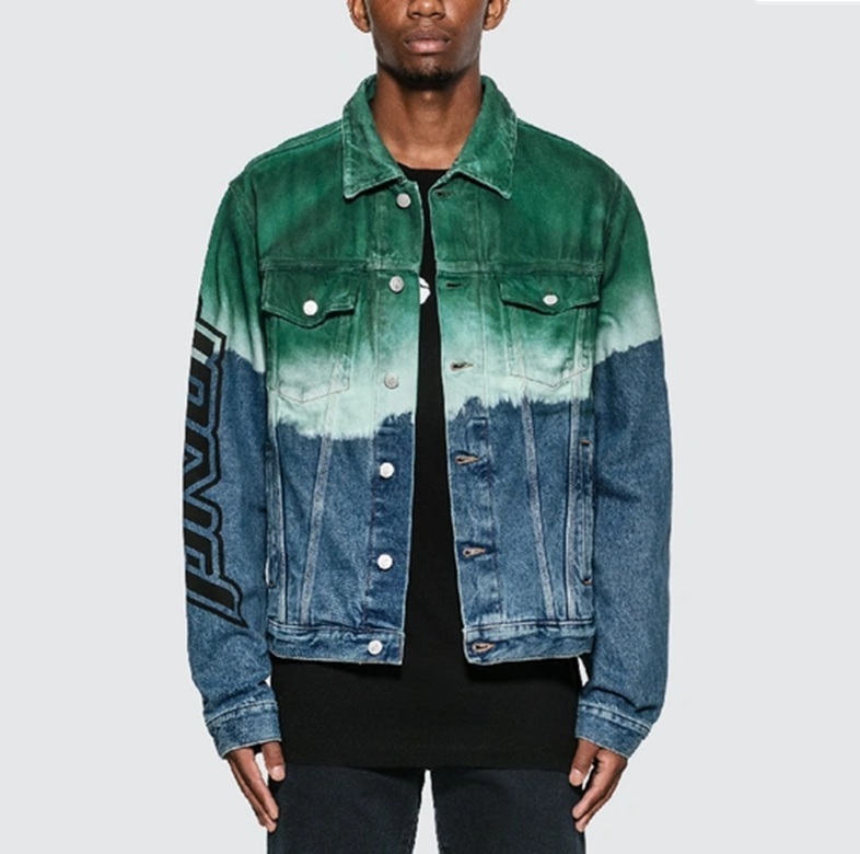 OFF-WHITE PIVON DEGRADE TIE DYE SLIM DENIM JACKET - INDIGO/GREEN PRE ORDER ITEM (預訂中)