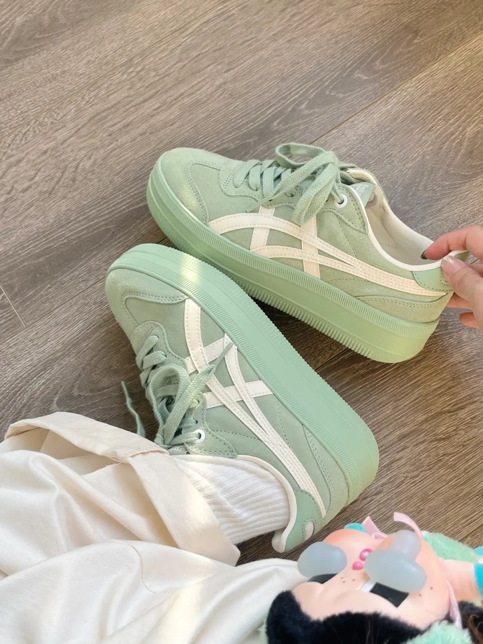 Onitsuka Tiger Tokuten Chunk 鬼塚虎 德訓鞋 厚底 增高 海鹽綠 灰綠 薄荷綠 米白 奶油白 女鞋 1183C426-300 / 預購