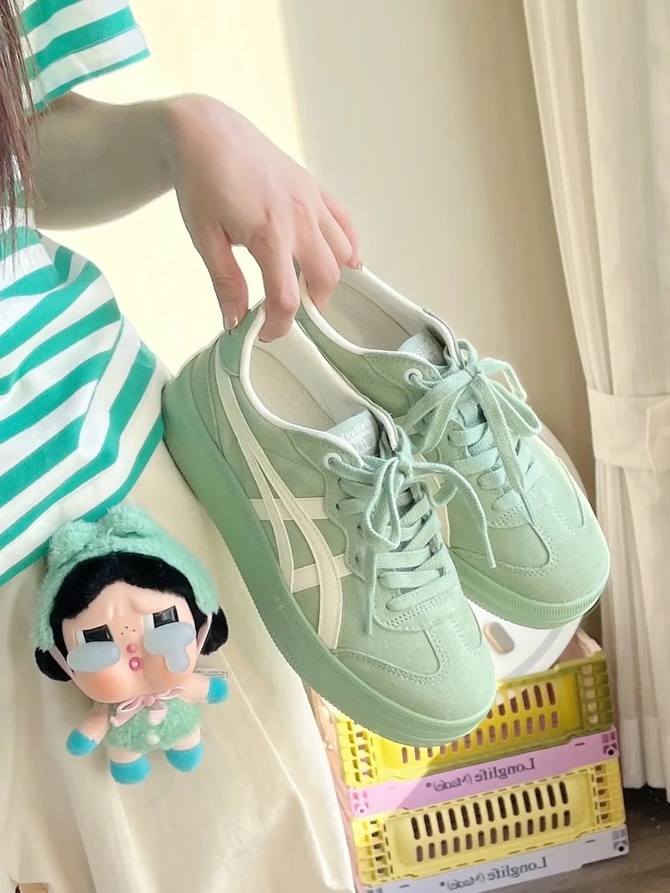 Onitsuka Tiger Tokuten Chunk 鬼塚虎 德訓鞋 厚底 增高 海鹽綠 灰綠 薄荷綠 米白 奶油白 女鞋 1183C426-300 / 預購