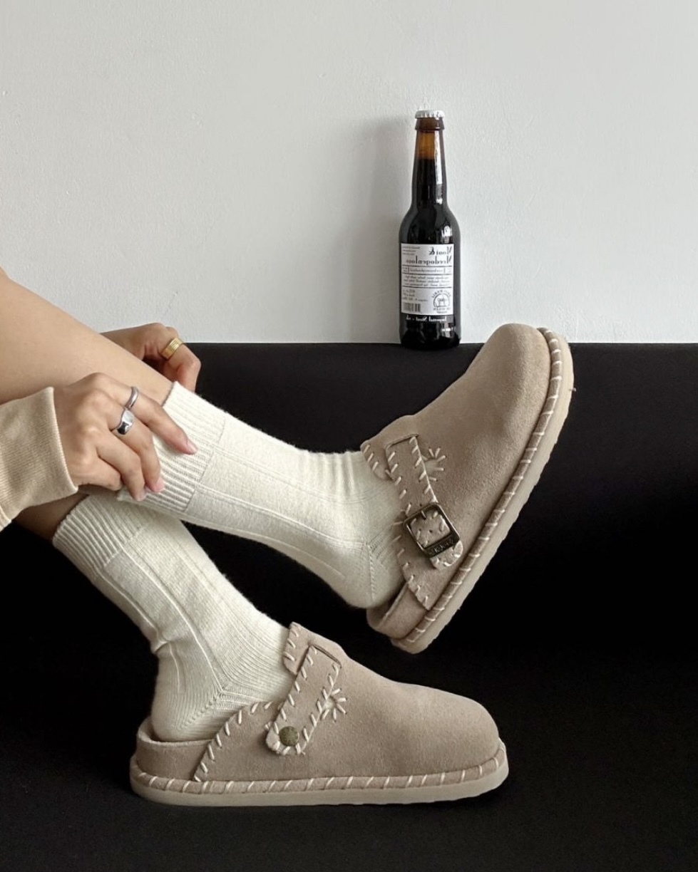 <西班牙設計師品牌🇪🇸>Cool Chap 撞色 縫線 麂皮 拖鞋 勃肯鞋