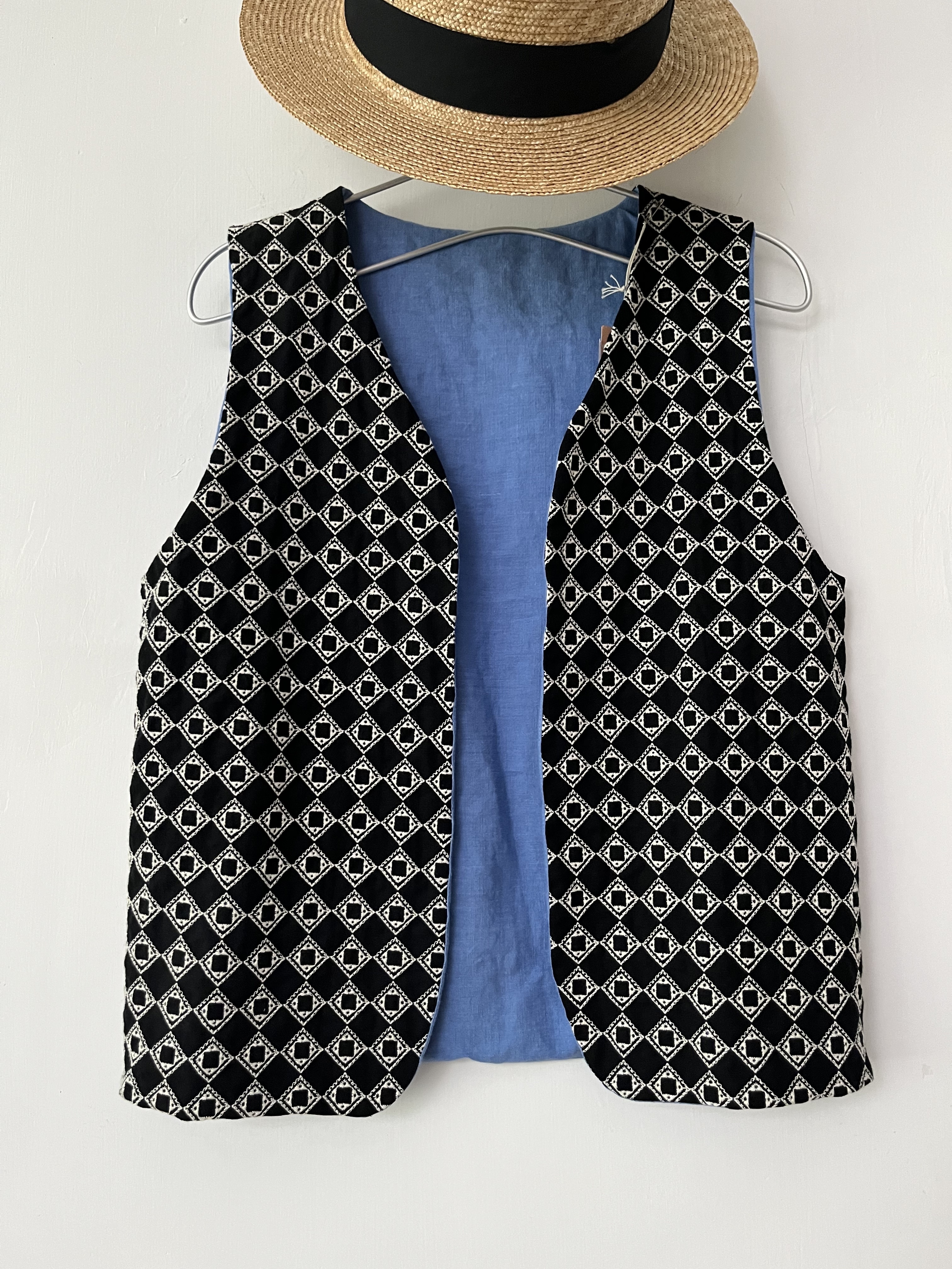 日本製黑色刺繡背心外套