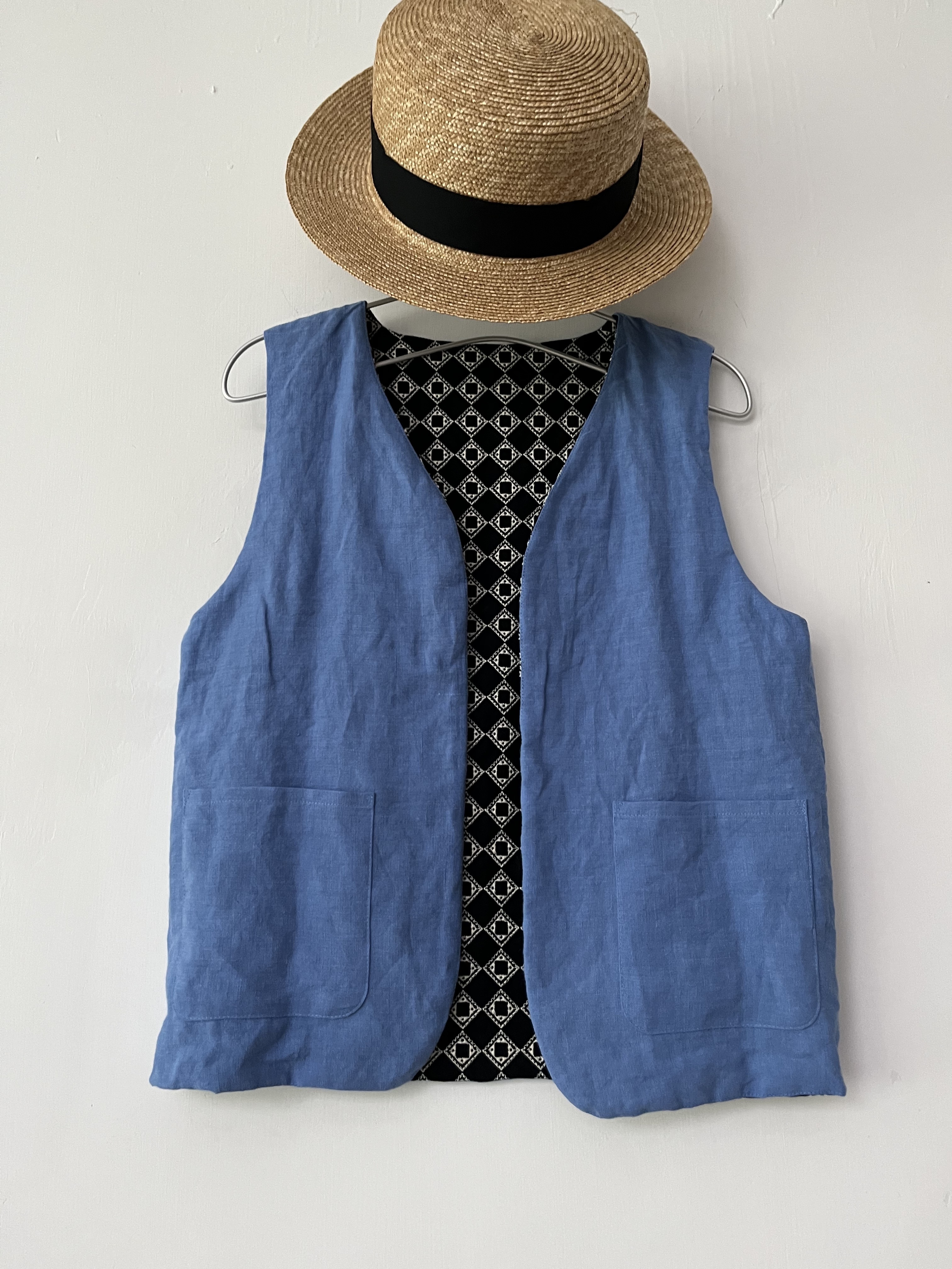 日本製黑色刺繡背心外套