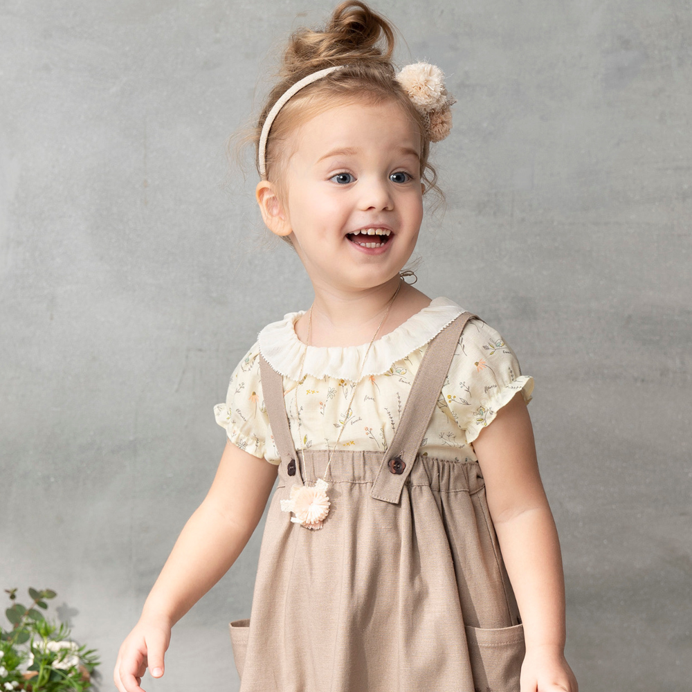 PIPPY飄逸蝴蝶結小碎花天絲棉上衣 黃