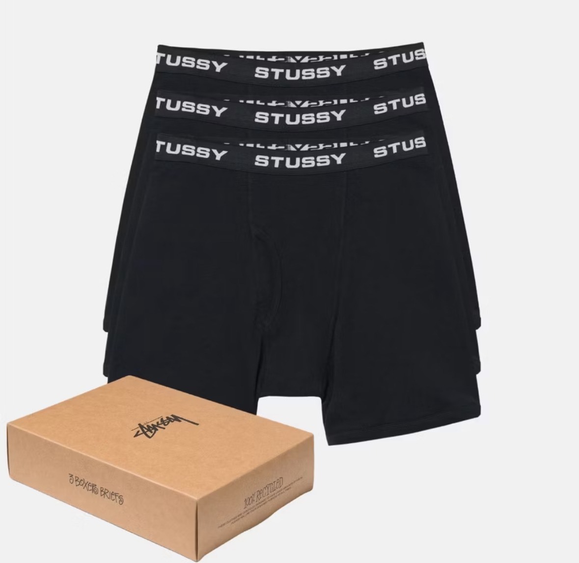 STUSSY BOXER BRIEFS 3 PACK 內褲組三入黑白灰