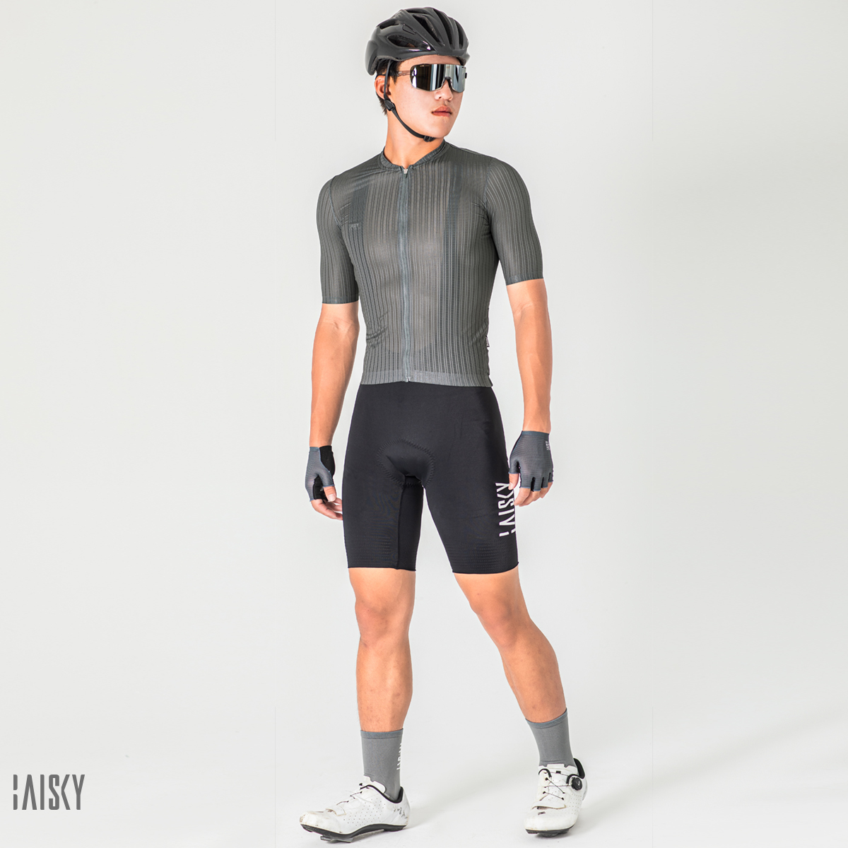 男款空力極輕短車衣 潔淨 羽 鐵灰