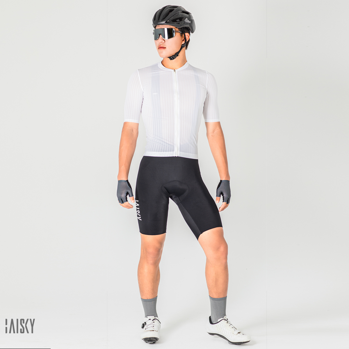 男款空力極輕短車衣 潔淨 羽 白