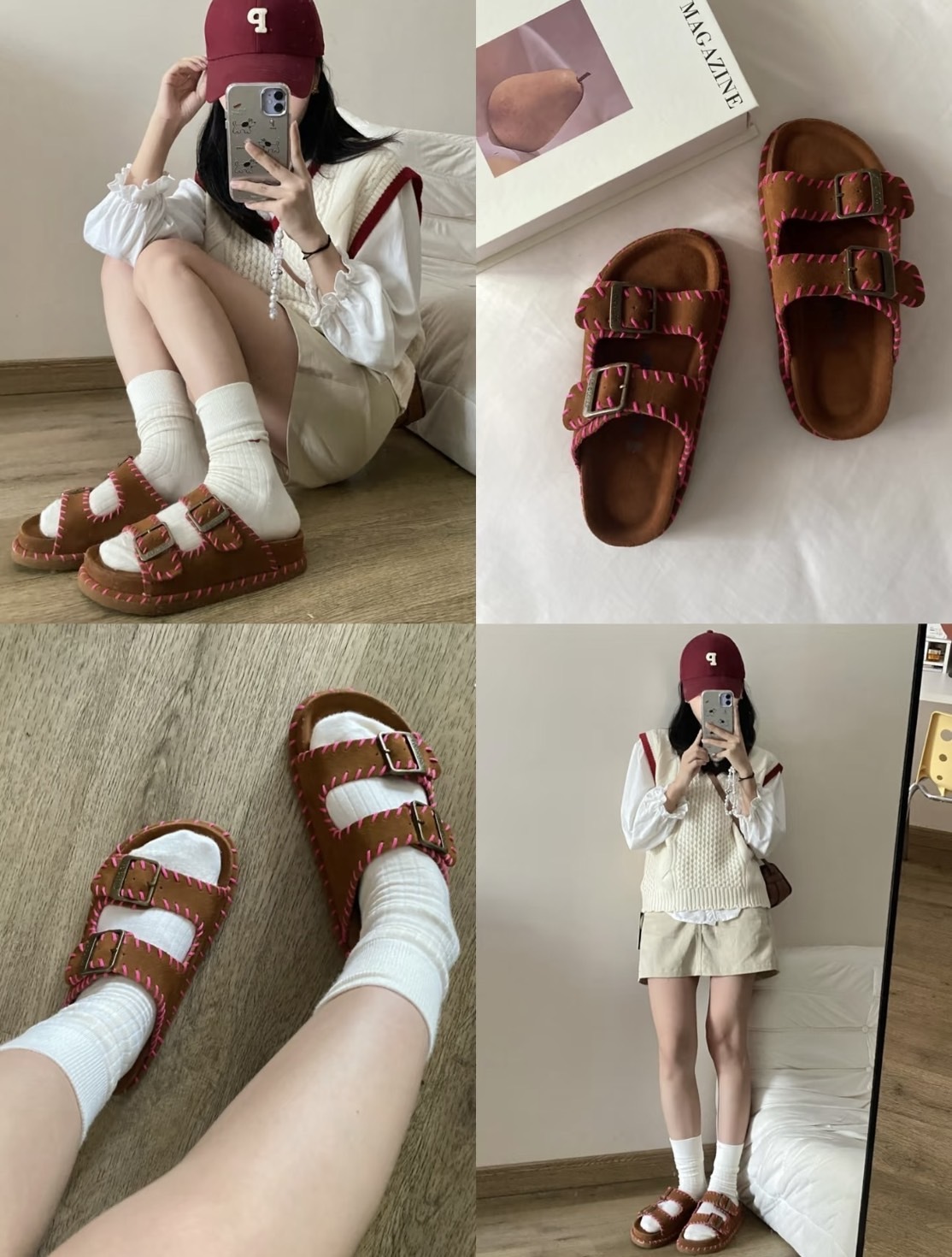 <西班牙設計師品牌🇪🇸>Cool Chap 撞色 縫線 麂皮 一字 拖鞋