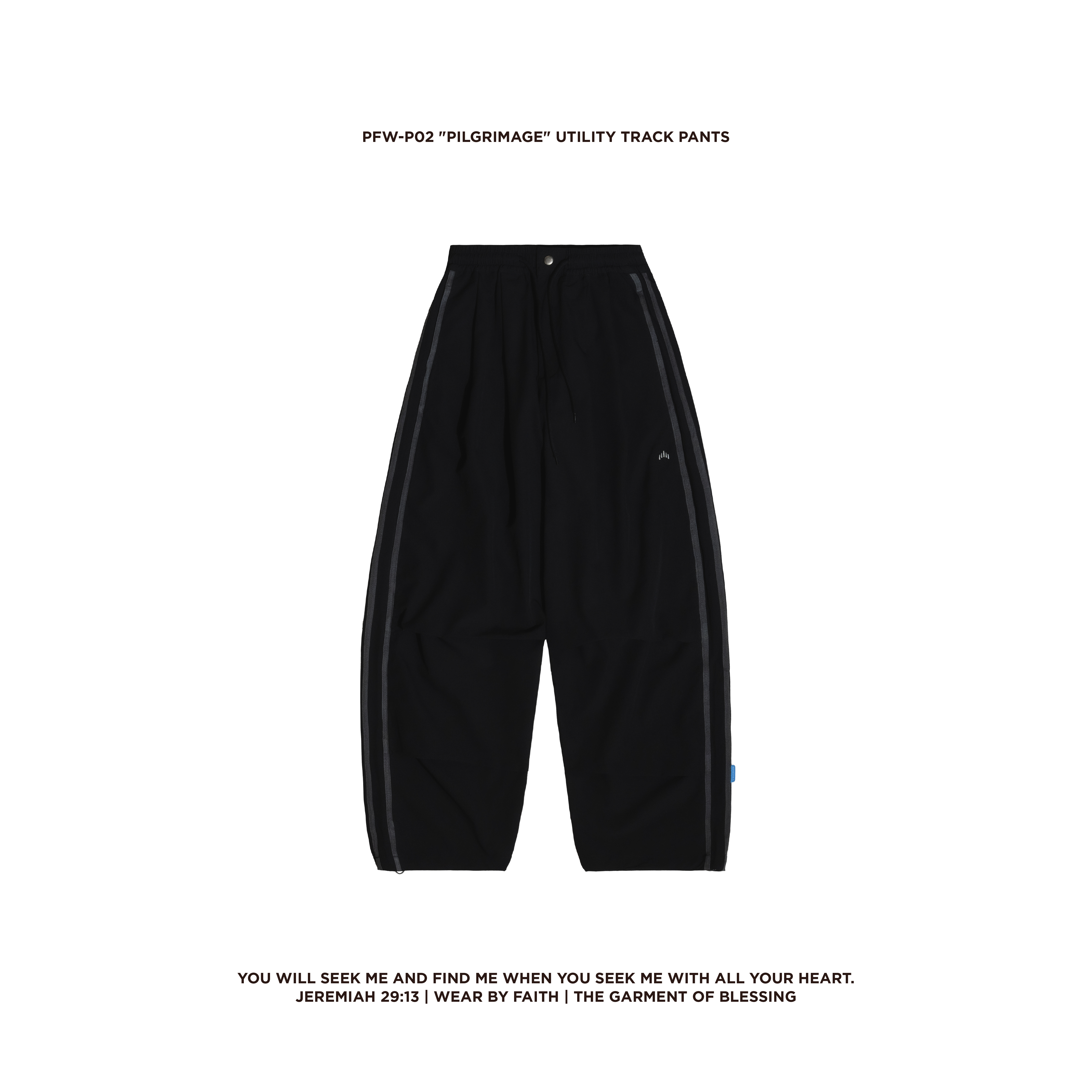 PFW-P02 "Pilgrim(A)ge" Utility Track Pants - 黑色 Black