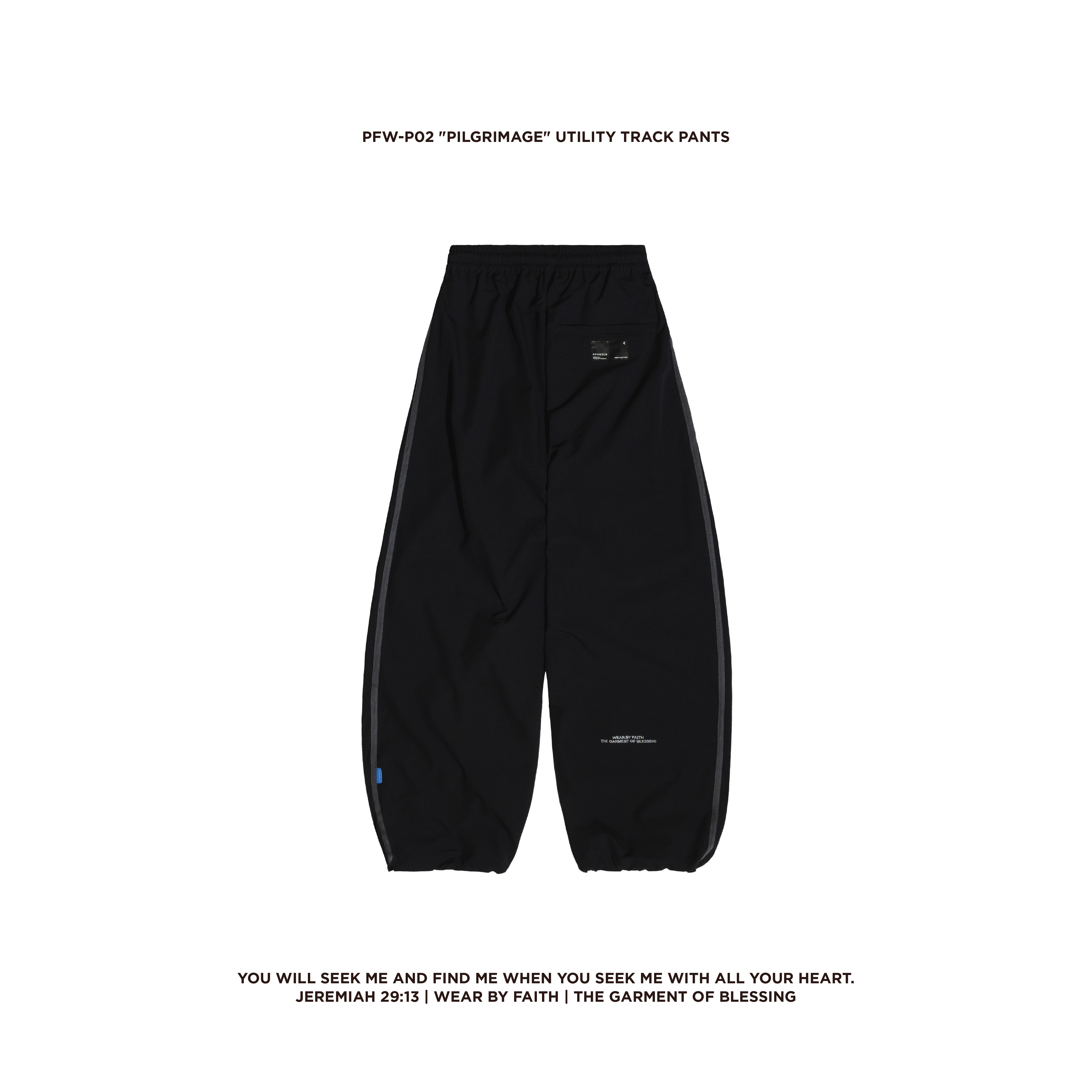 PFW-P02 "Pilgrim(A)ge" Utility Track Pants - 黑色 Black
