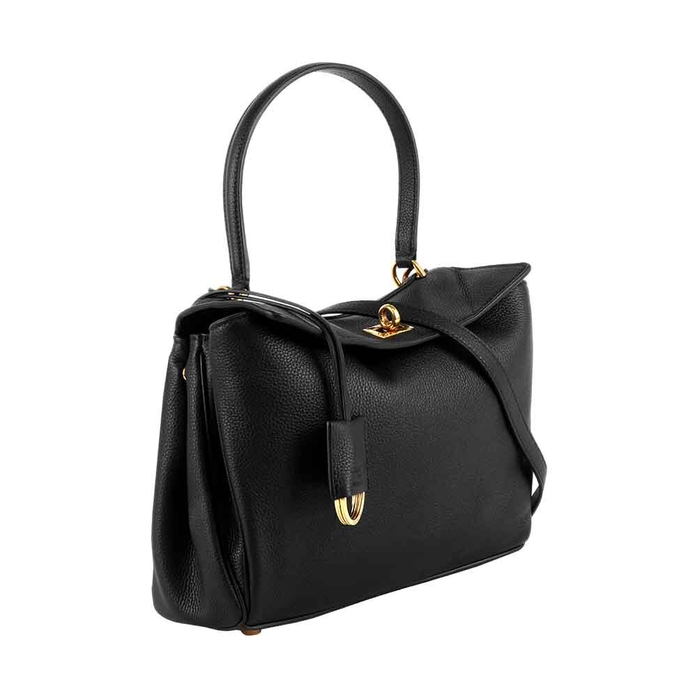 【Balenciaga】Rodeo 金釦粒面小牛皮小款手提/斜背二用包(黑色)