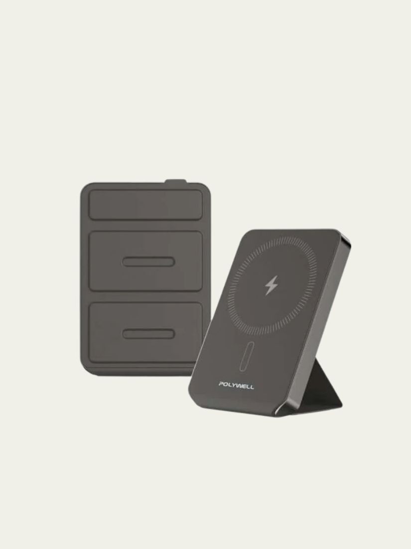 【 POLYWELL 寶利威爾 】磁吸式行動電源 5000mAh 自帶折疊支架