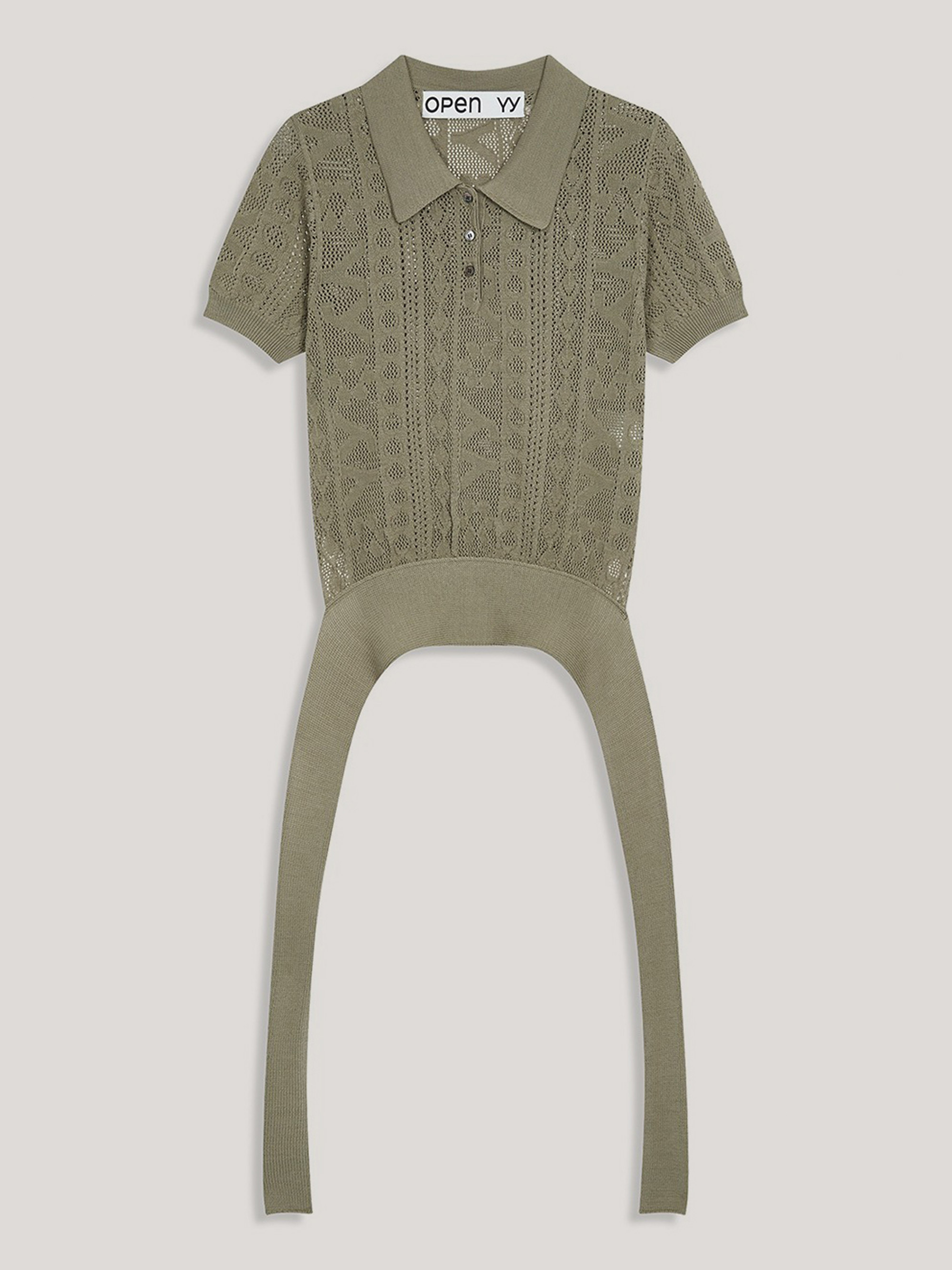 OPEN YY YY JACQUARD KNIT POLO SHIRT 上衣