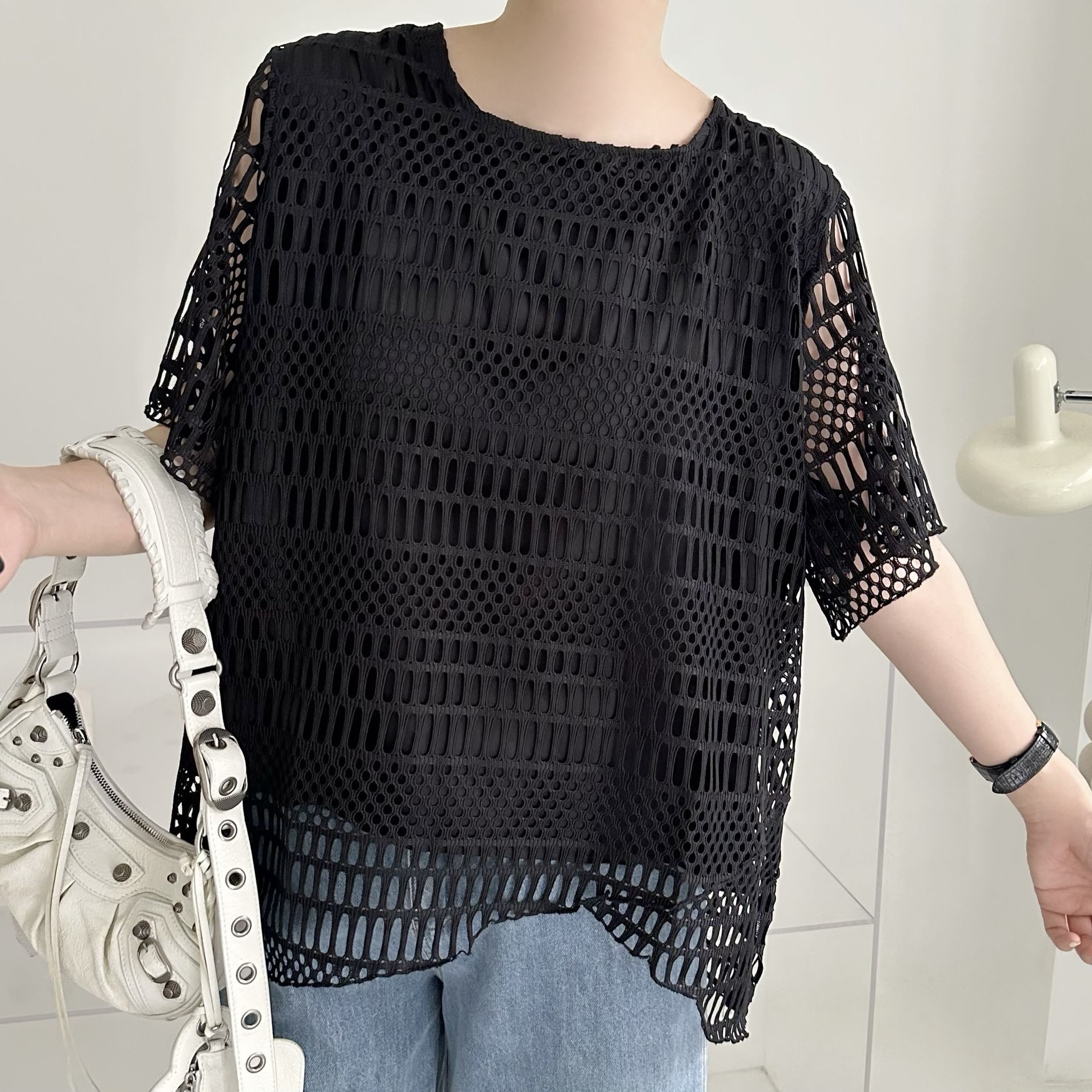 【BONNIE】通窿網短袖TOP