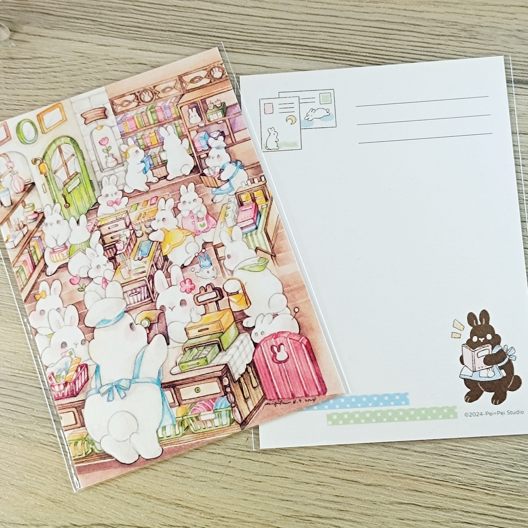 Pei+Pei．飛兔書店 小兔國明信片