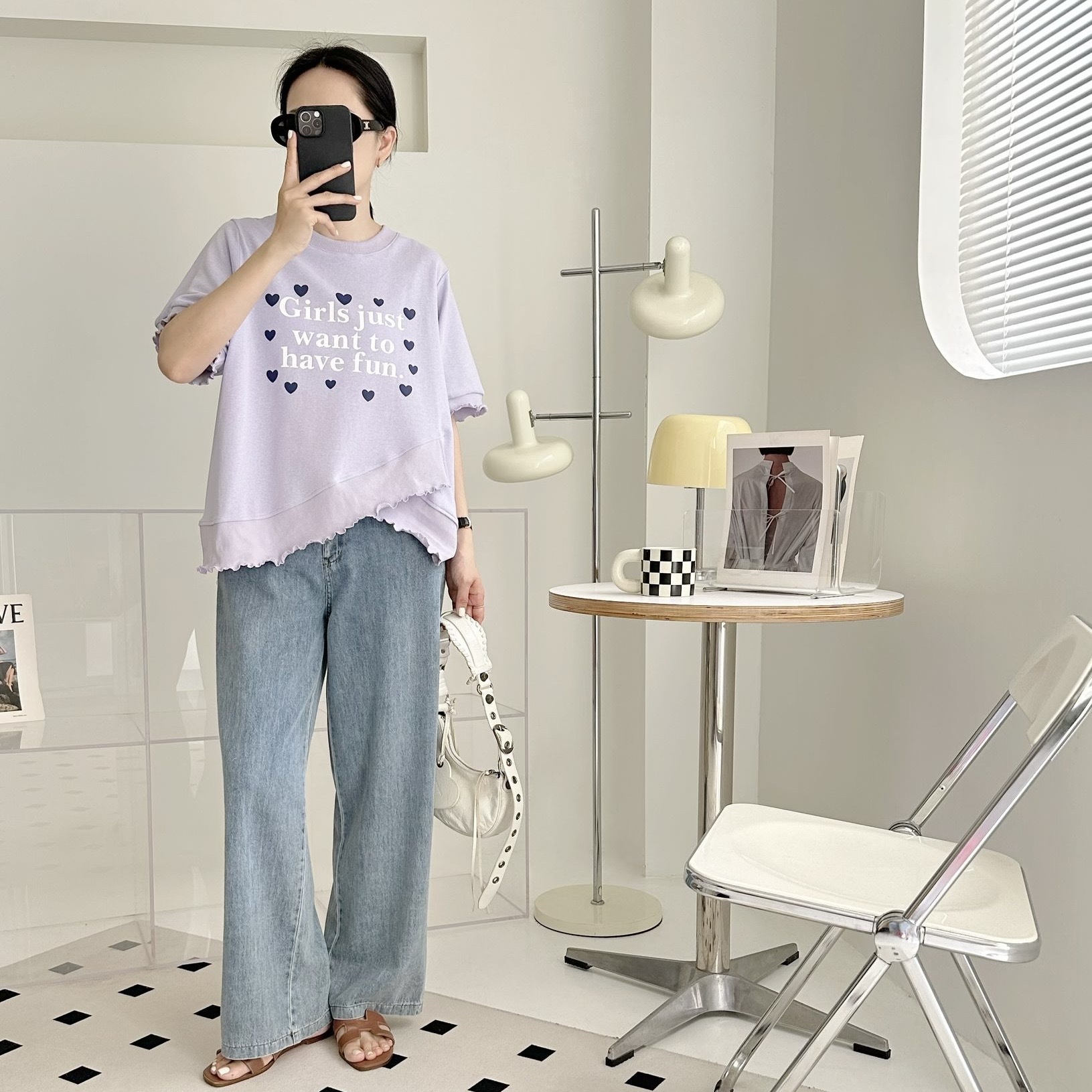 【BONNIE】交叉波浪腳心心英文字TOP