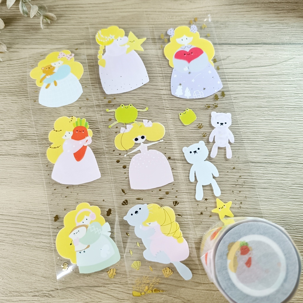 boogoo．娃娃抱娃娃 5cm燙金亮面PET膠帶 <整捲/分裝>