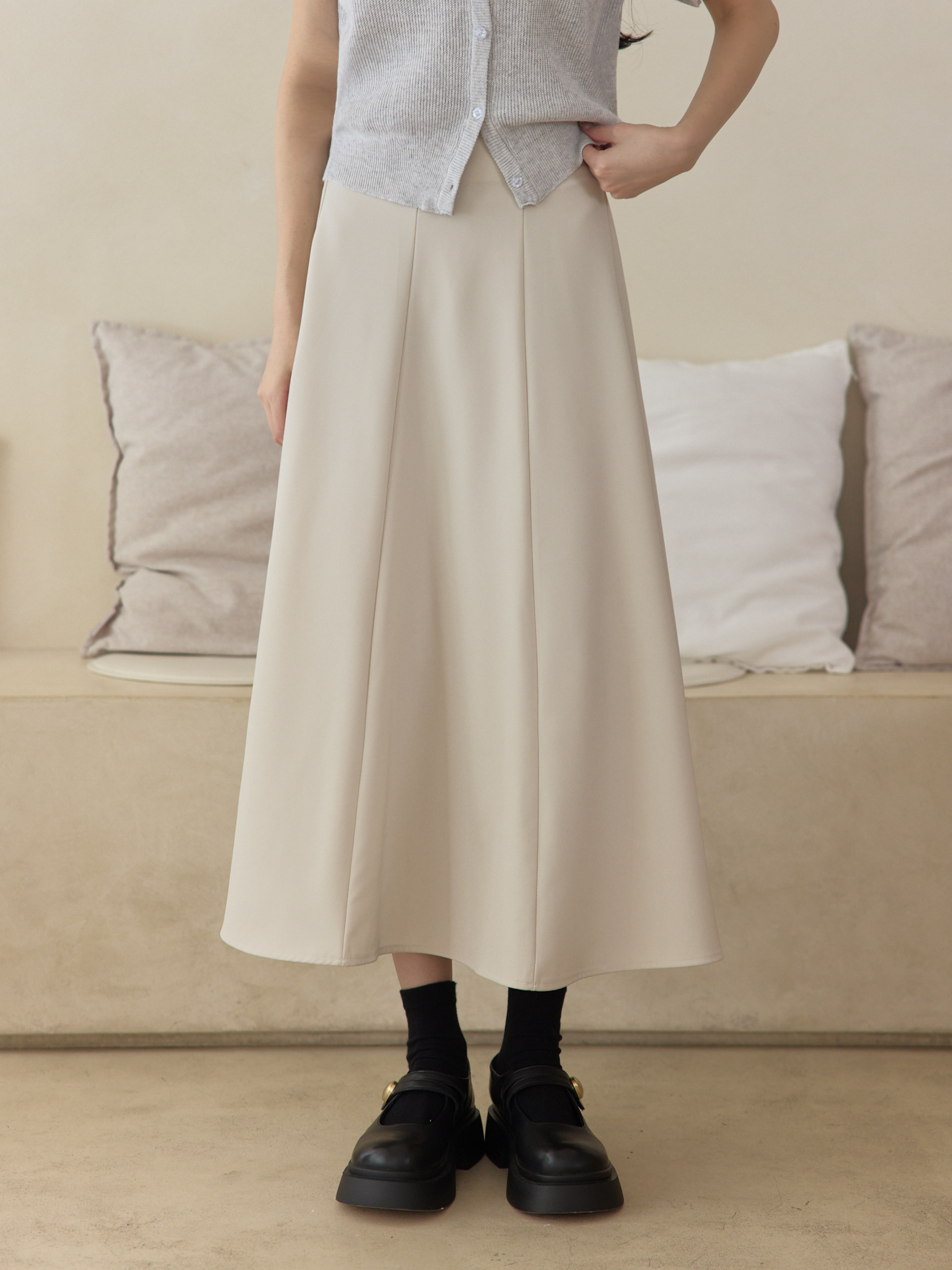 垂墜滑面超遮肉A字傘裙