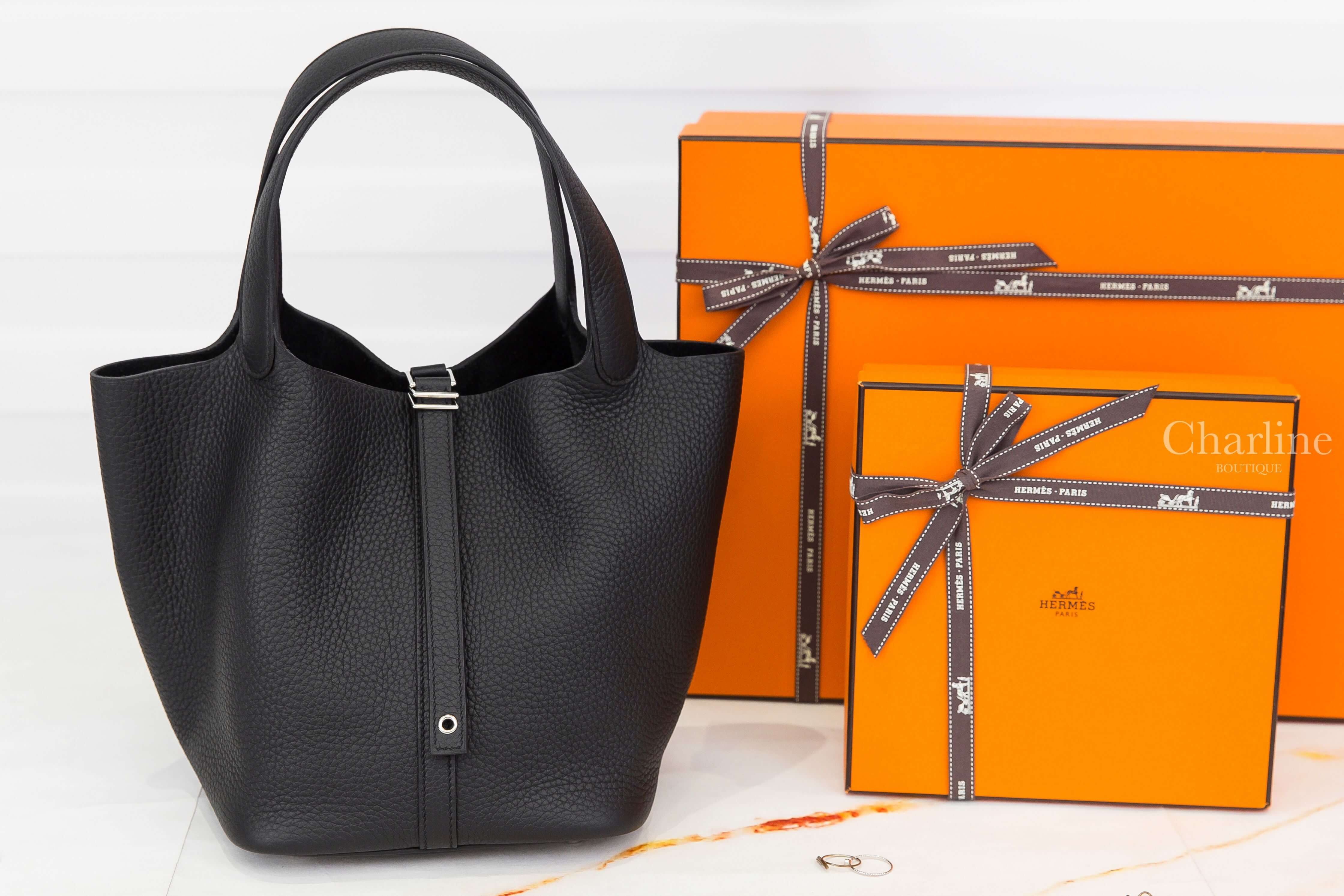 Hermès Picotin Lock 22cm 89 Noir Taurillon Clemence 黑色銀釦中型提把水桶包