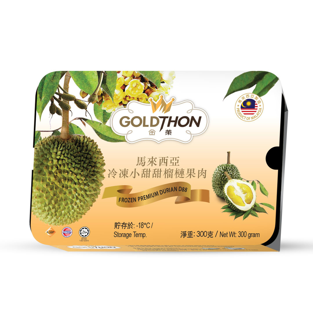 GOLDTHON - 馬來西亞D88小甜甜榴槤果肉(約300g)│天然樹上熟│滑而不膩│入口即融 (急凍)*新舊包裝隨機出貨