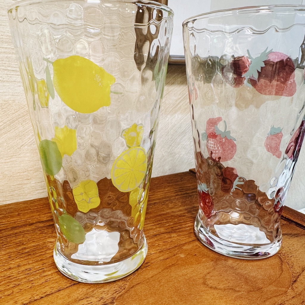 日本石塚硝子昭和復古花朵玻璃飲料杯