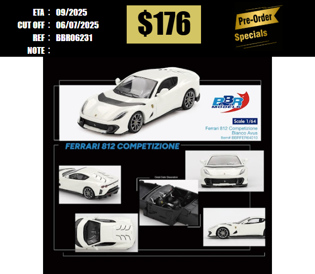PO-$176 * BBR * 1:64 Ferrari 812 Competizione Bianco Avus [OD23/06]