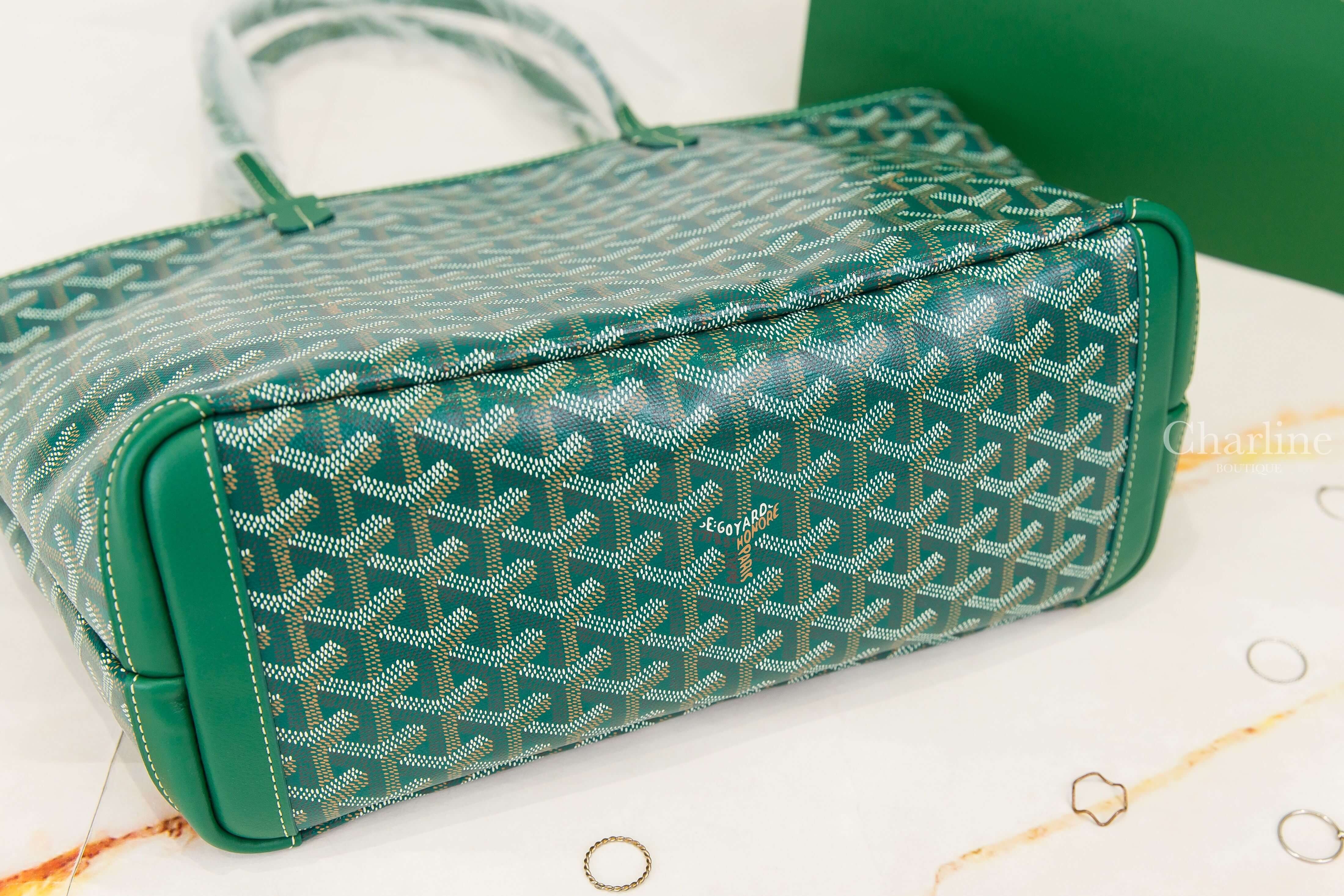 Goyard Artois PM Bag 綠色帆布小牛皮同色提把小型拉鍊托特包-Charline Boutique 精品代購
