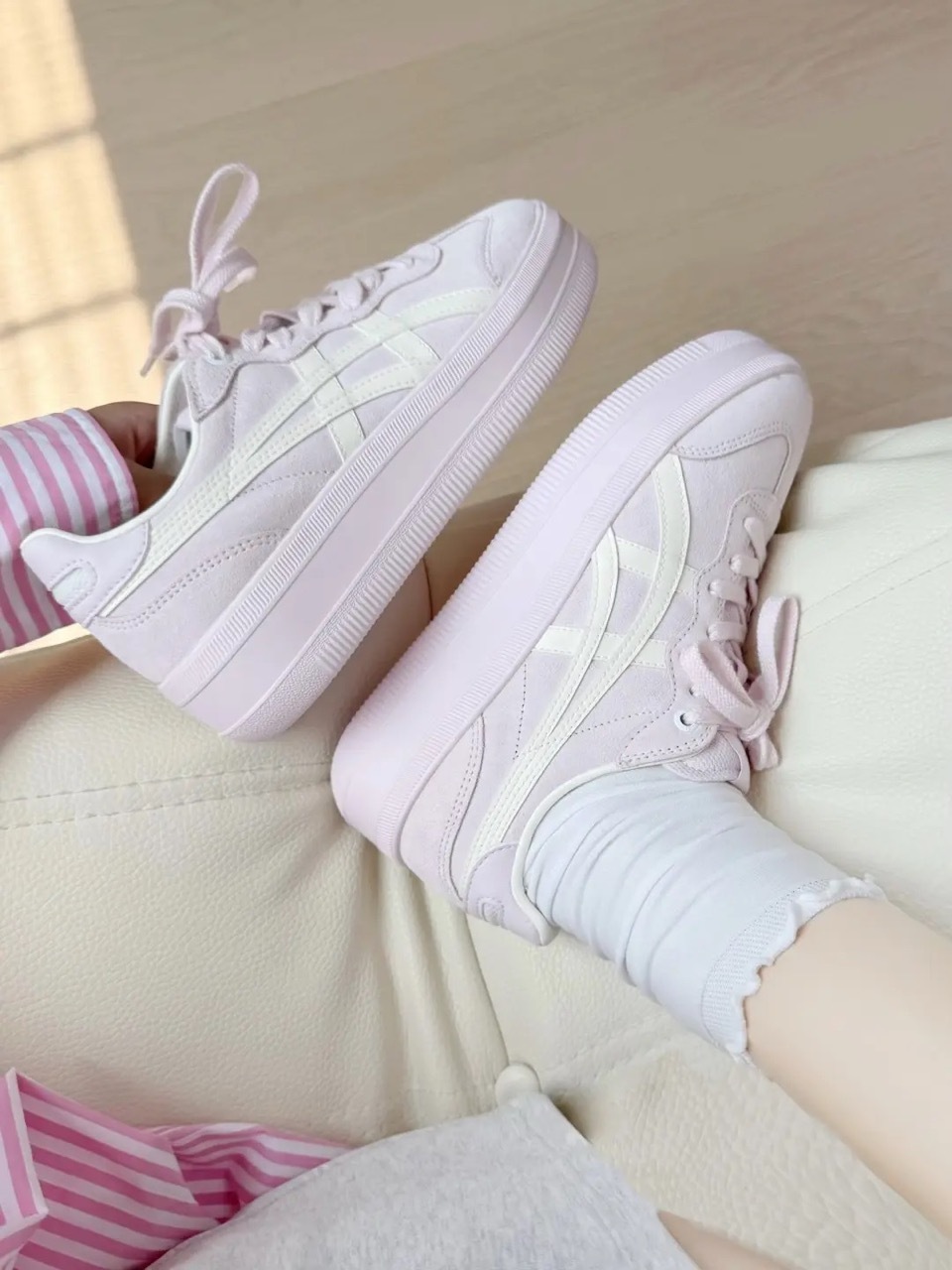 Onitsuka Tiger Tokuten Chunk 鬼塚虎 德訓鞋 厚底 增高 海鹽粉 淡粉 米白 奶油白 女鞋 1183C426-700 / 預購