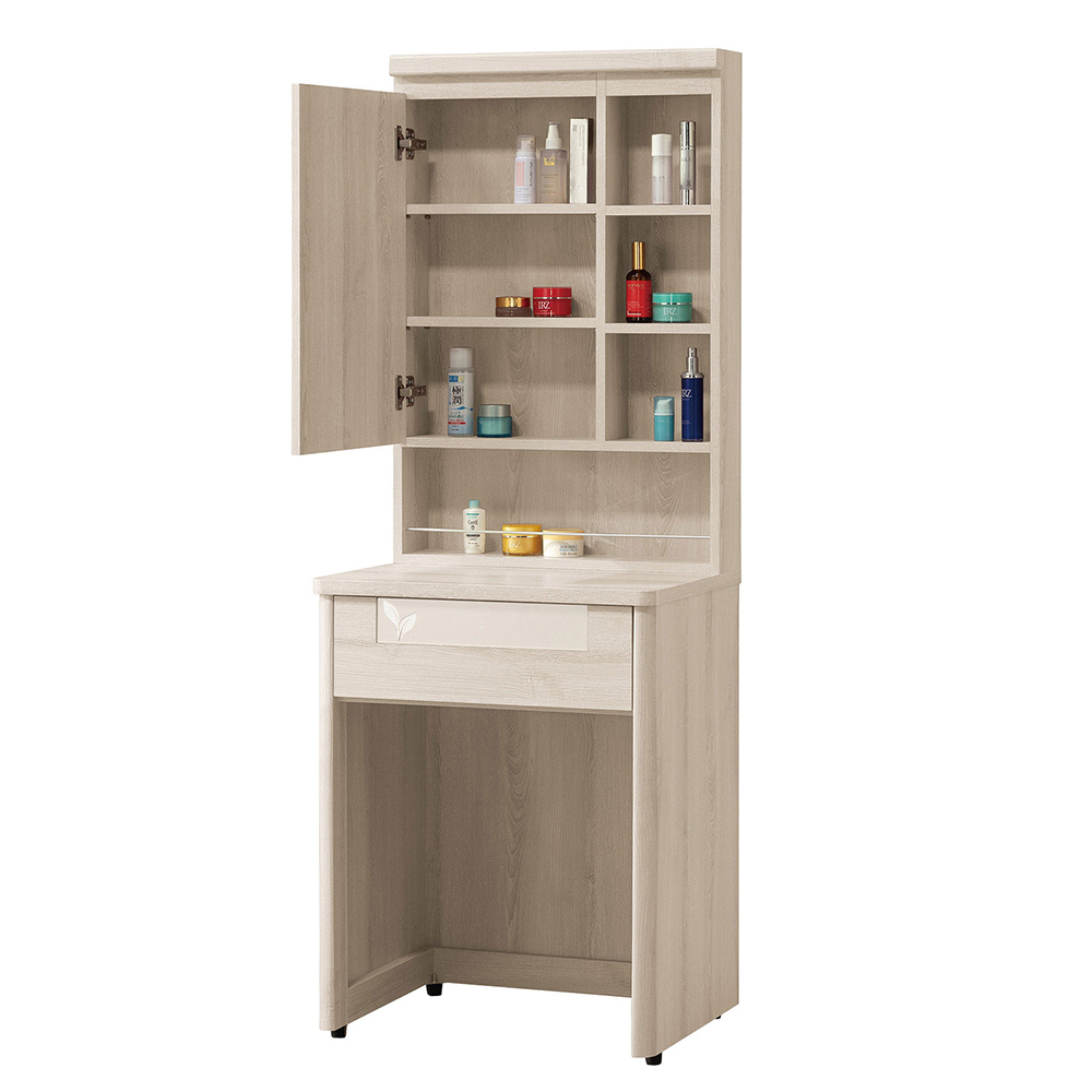 柏瑪2.1尺化妝桌/開門式鏡台/梳妝台(附耐磨皮革收納化妝椅)