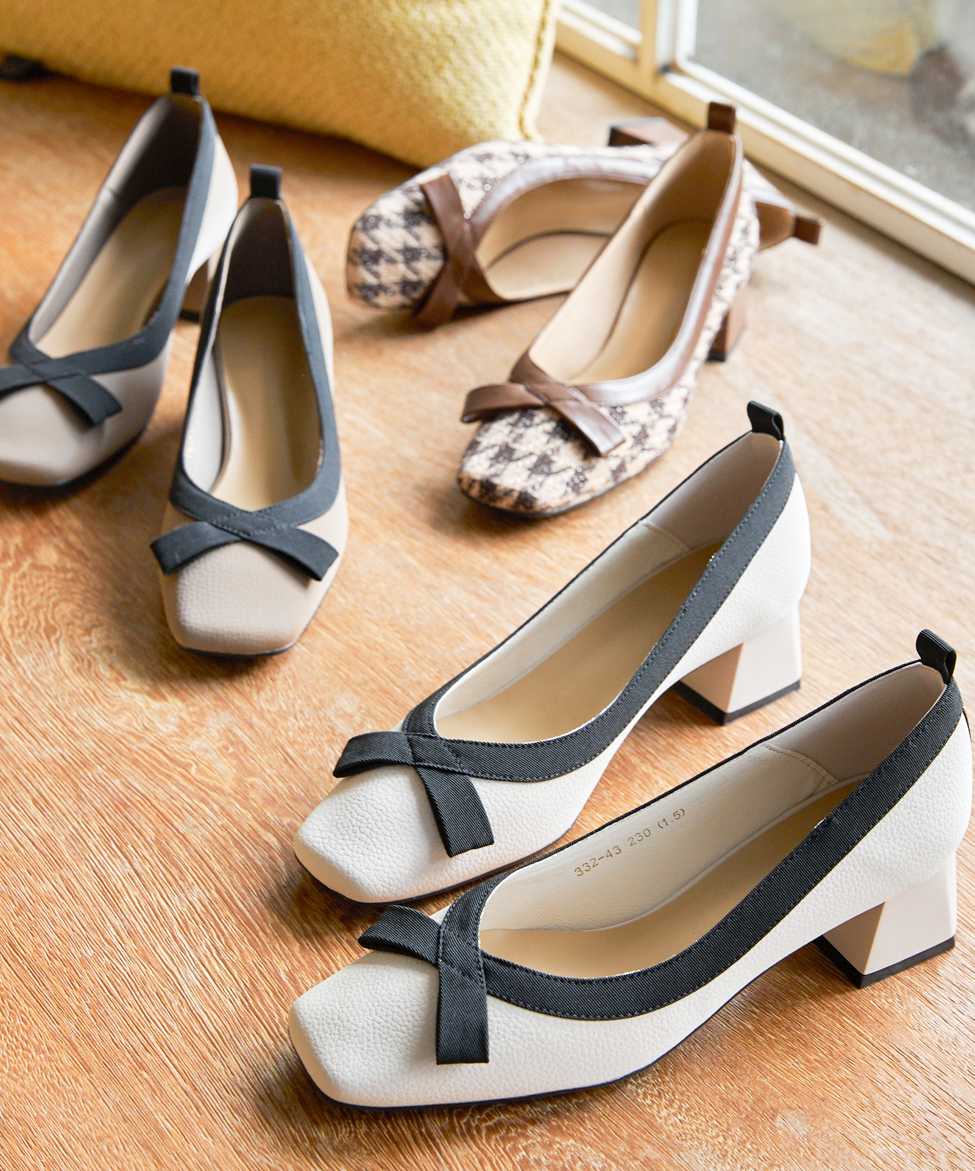 Faye 復古結飾跟鞋(三色)