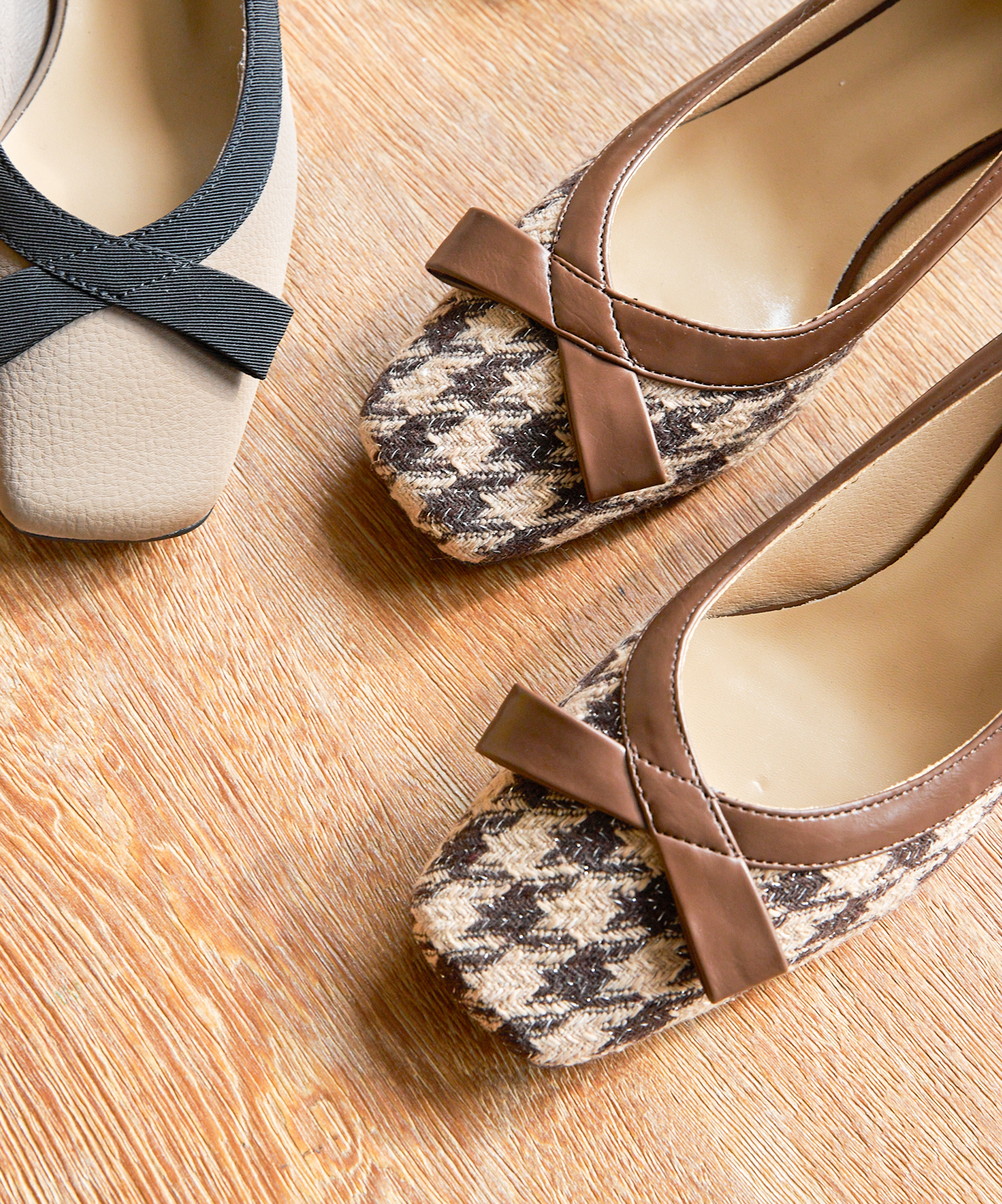 Faye 復古結飾跟鞋(三色)