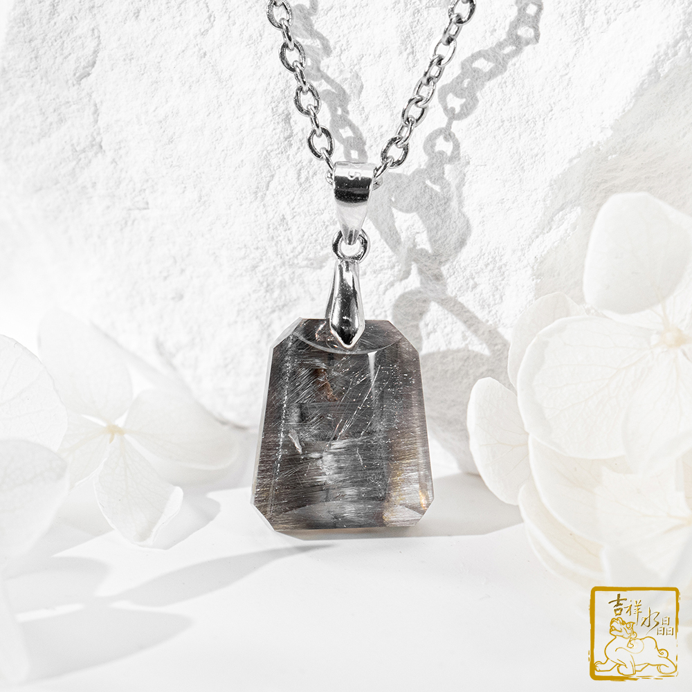 黑銀鈦晶無事牌墜 2.9g 護身擋煞