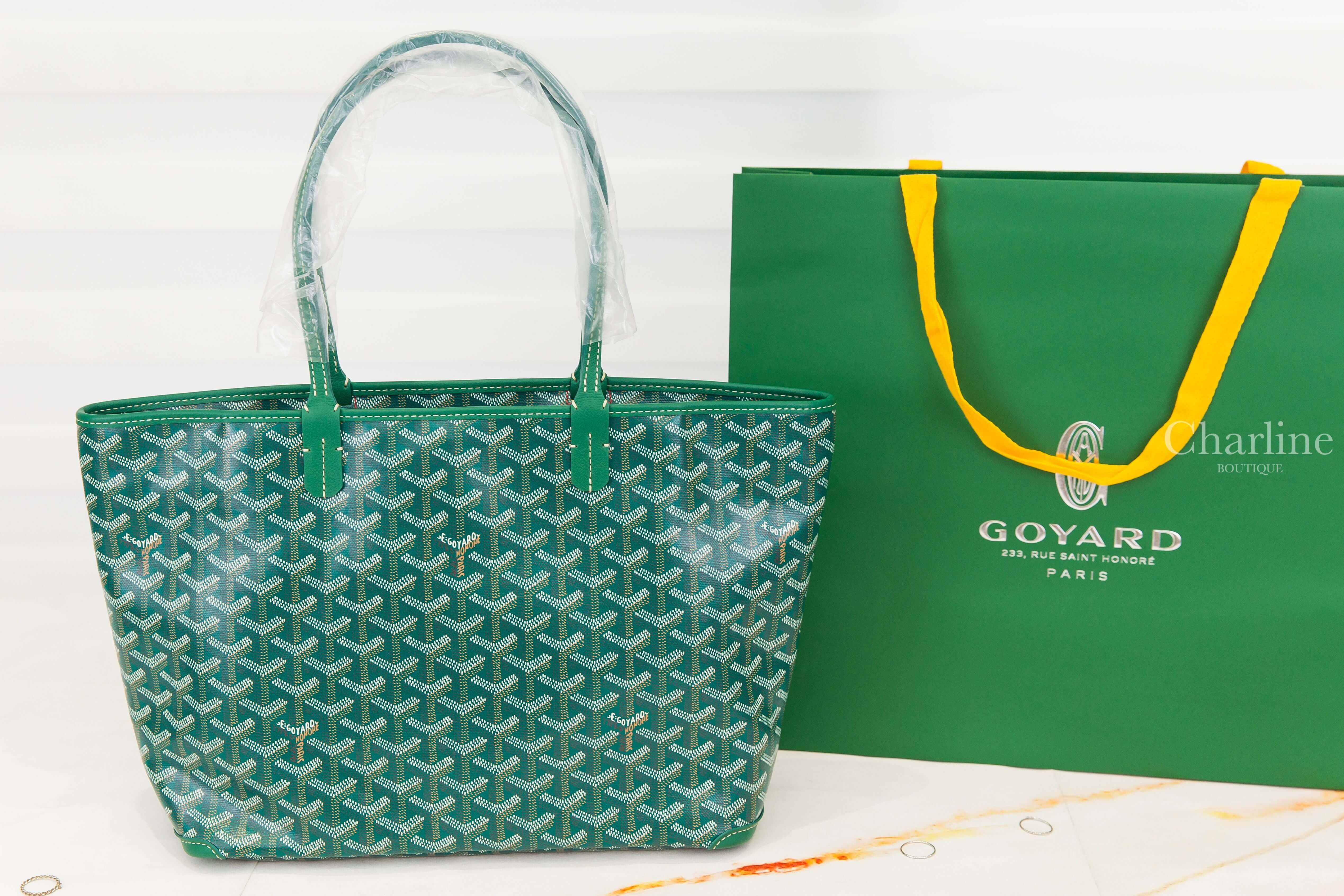 Goyard Artois PM Bag 綠色帆布小牛皮同色提把小型拉鍊托特包-Charline Boutique 精品代購