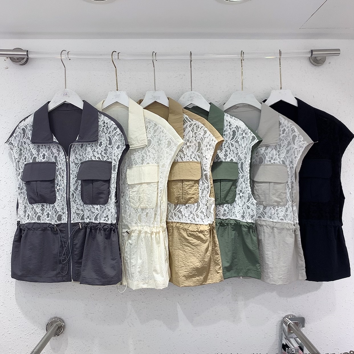 拼喱士束腰拉鍊風褸背心 (S35-S40)