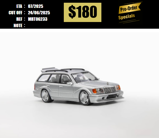 PO-$180 * MORTAL * 1:64 MERCEDES BENZ E CLASS S124 ESTATE MODEL II EVO2 SILVER [OD23/06]