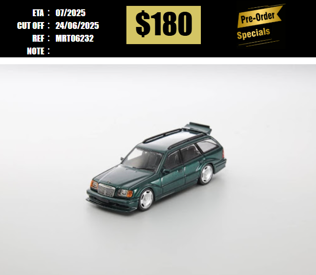 PO-$180 * MORTAL * 1:64 MERCEDES BENZ E CLASS S124 ESTATE MODEL II EVO2 PEARL GREEN [OD23/06]