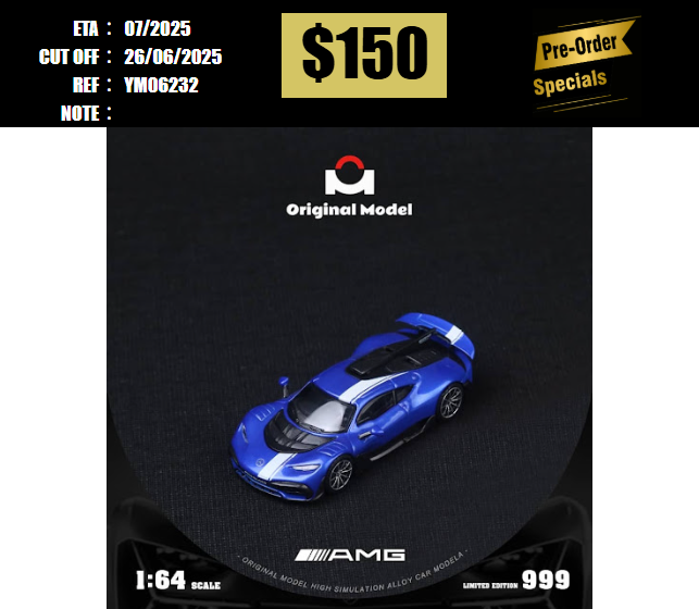 PO-$150 * TIME MICRO * 1:64 MERCDEDES BENZ AMG ONE METALLIC BLUE [OD23/06]
