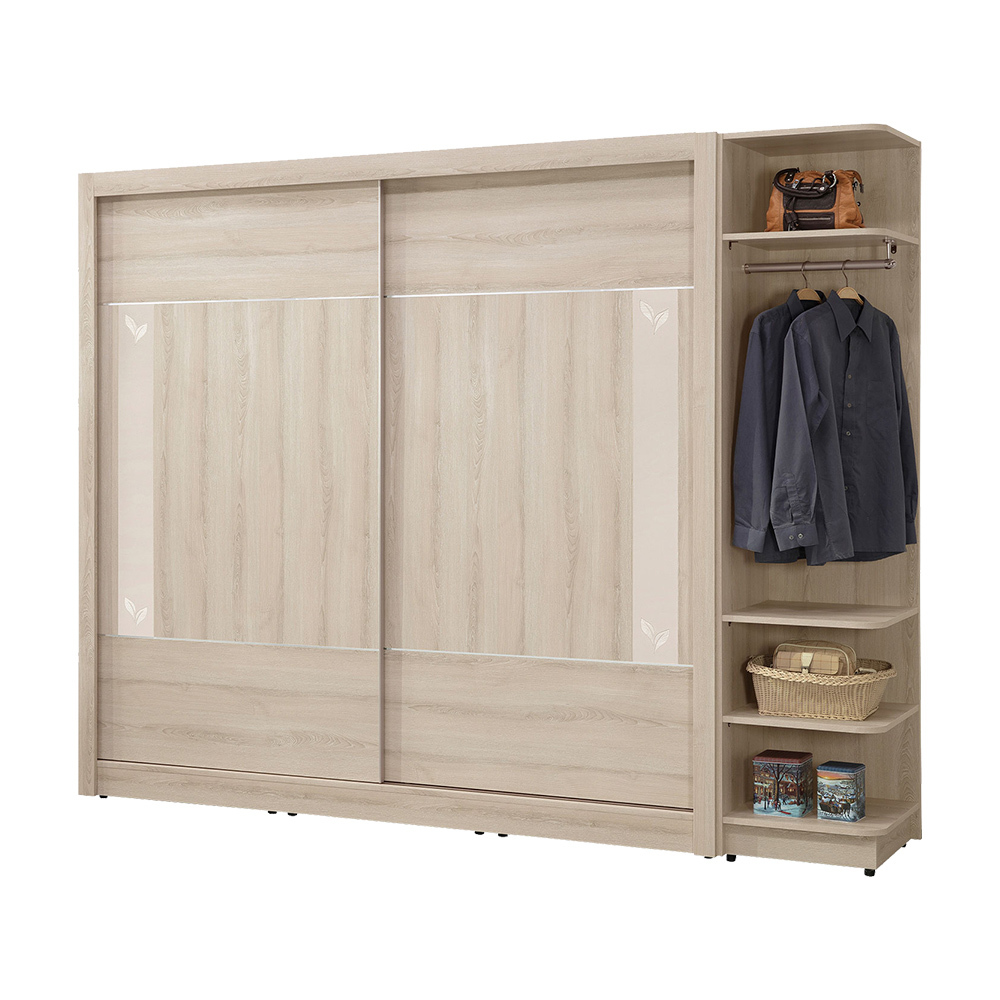 柏瑪8.6尺推/拉門衣櫃組合(推門衣櫃+開放式轉角置物衣櫃)