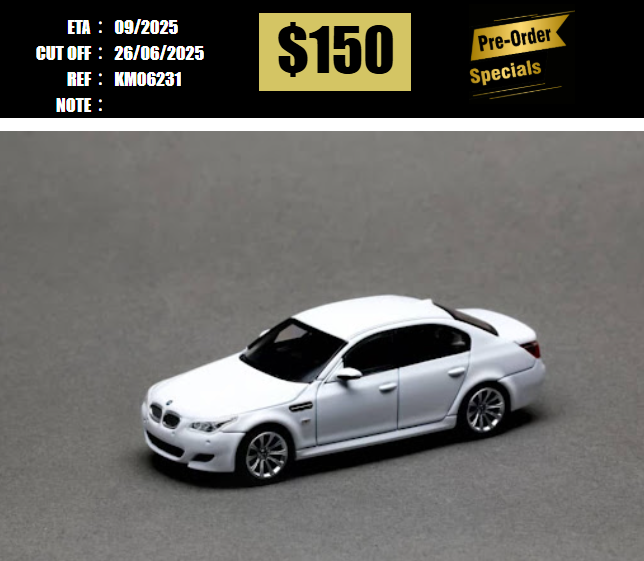 PO-$150 * KING MODEL * 1:64 BMW 5 SERIES MK4 SEDAN WHITE [OD23/06]