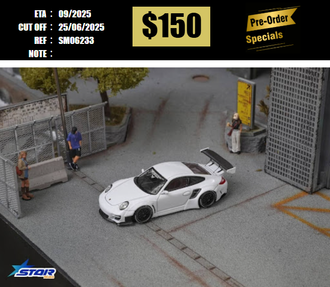 PO-$150 * STAR MODEL * 1:64 PORSCHE 997 WIDEBODY WHITE [OD23/06]