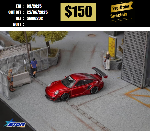PO-$150 * STAR MODEL * 1:64 PORSCHE 997 WIDEBODY RED [OD23/06]